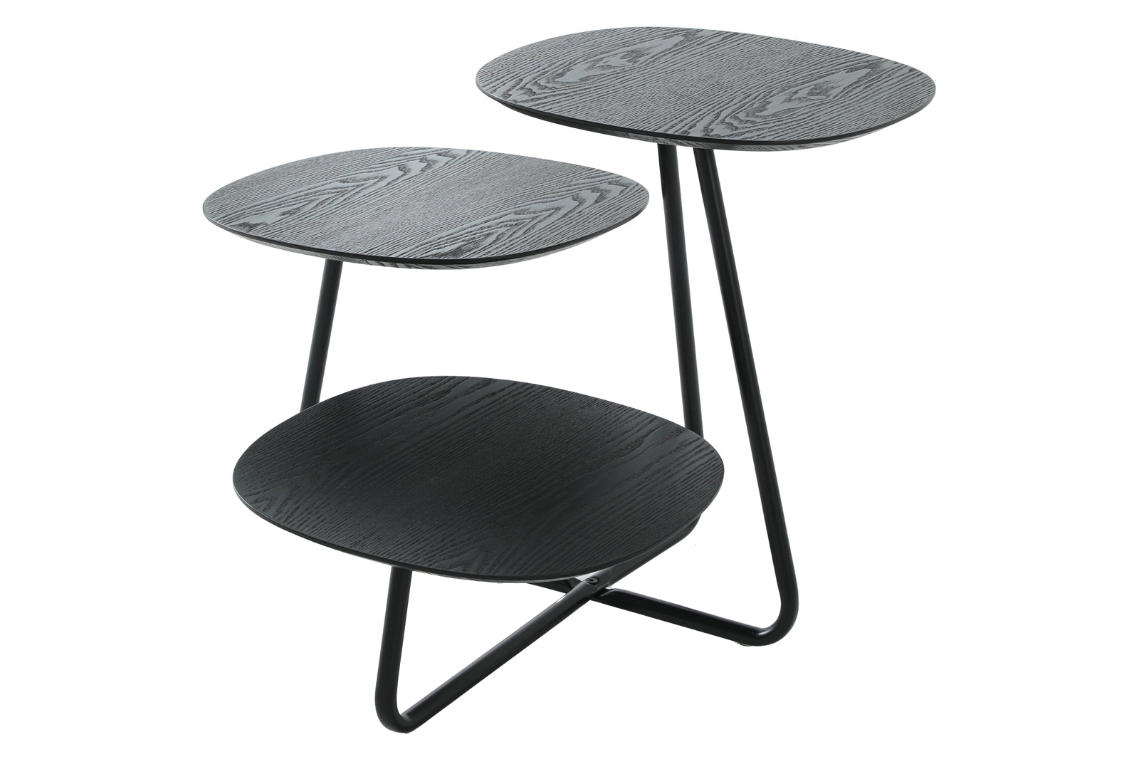 LeisureMod Hazelton Multi-Top End Tables With Manufactured Wood Top And Powder Coated Steel Frame - Black