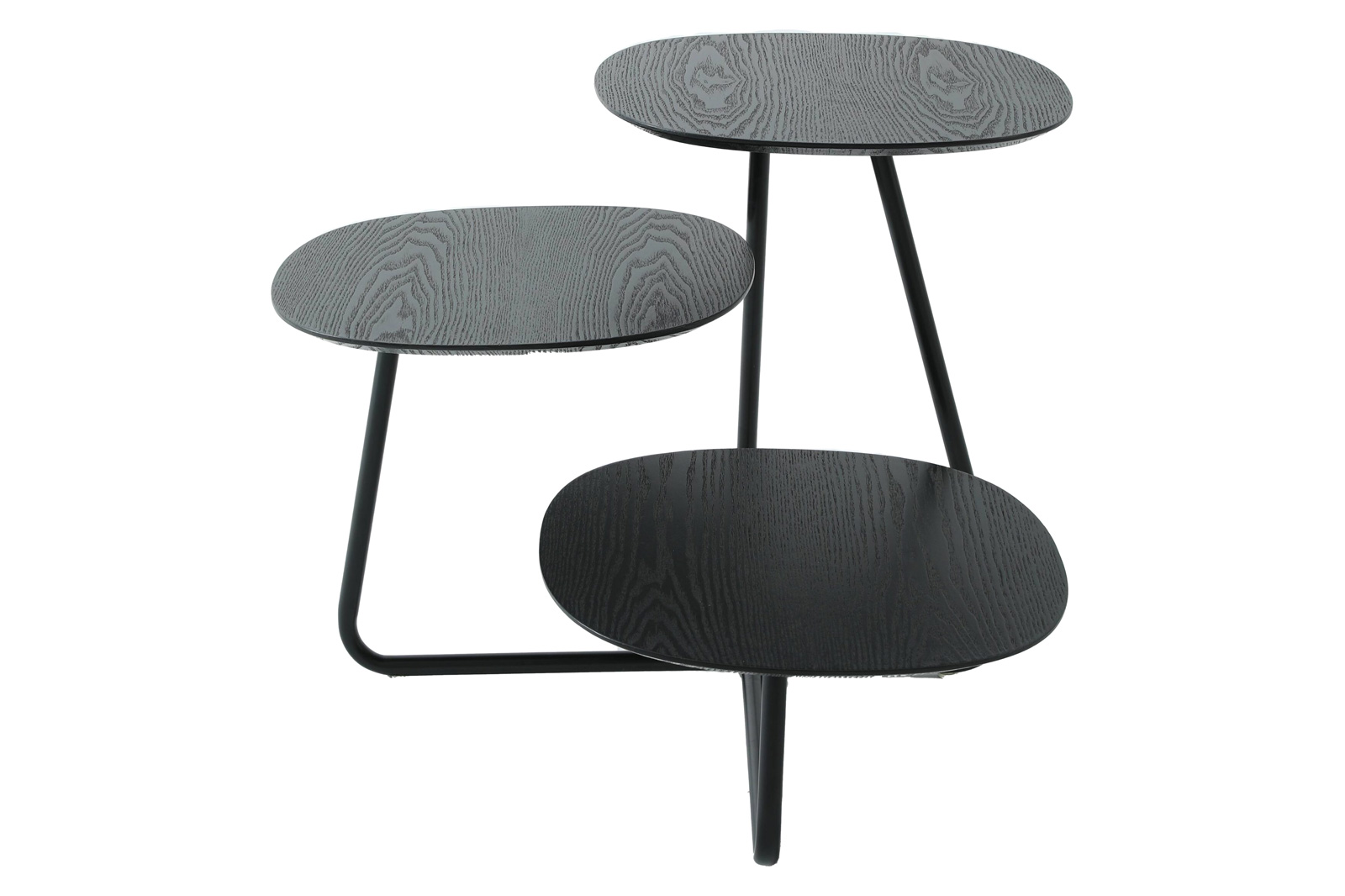 LeisureMod Hazelton Multi-Top End Tables With Manufactured Wood Top And Powder Coated Steel Frame - Black