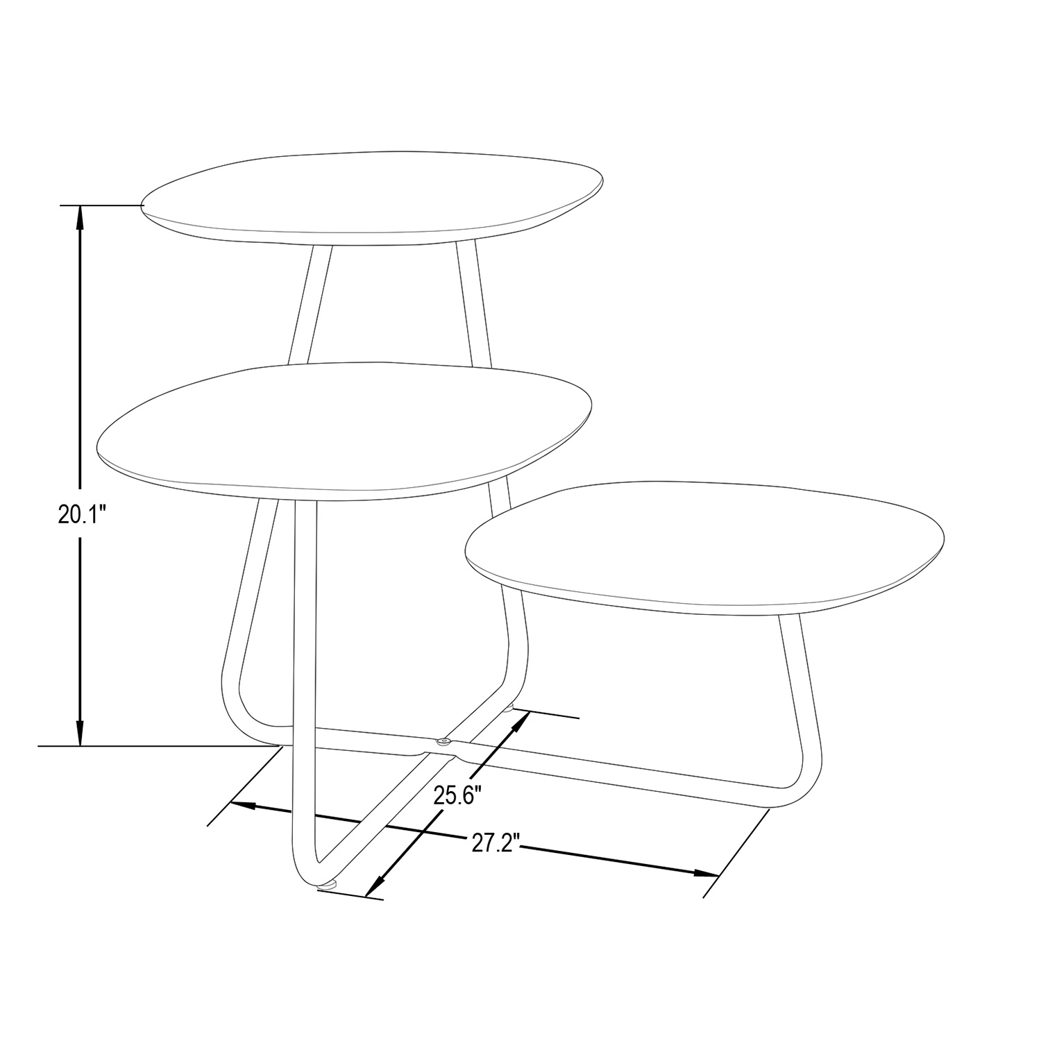 LeisureMod Hazelton Multi-Top End Tables With Manufactured Wood Top And Powder Coated Steel Frame - Black