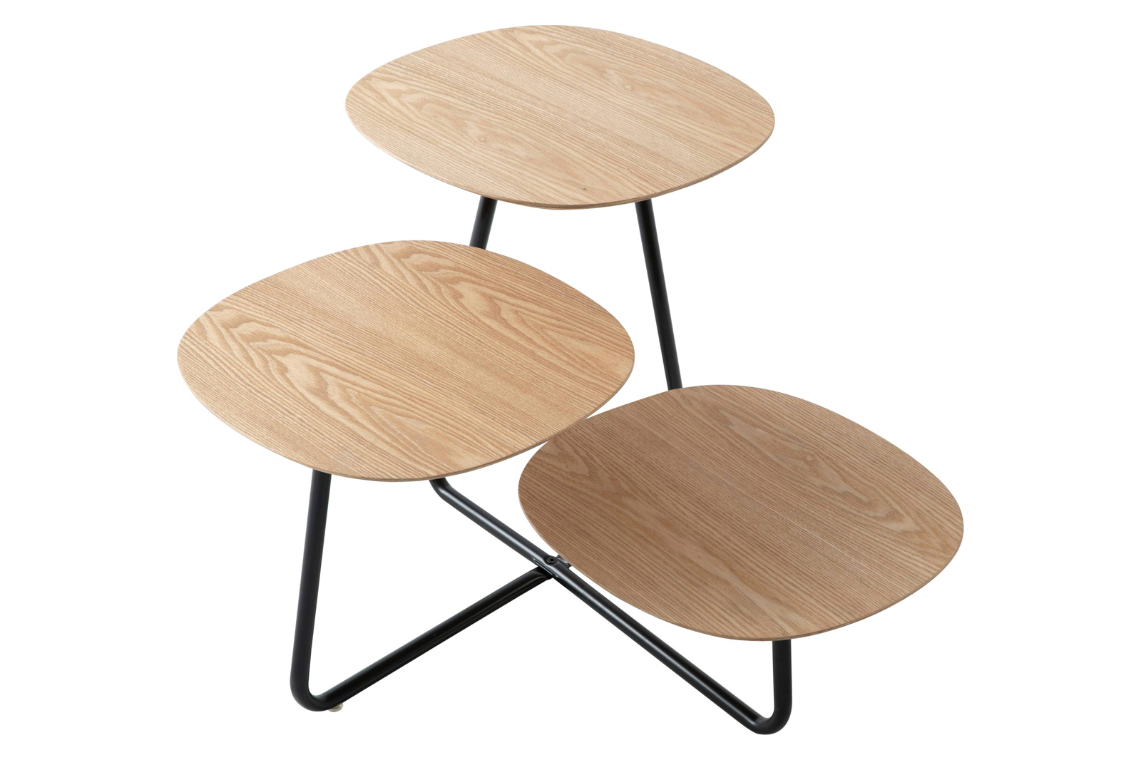 LeisureMod Hazelton Multi-Top End Tables With Manufactured Wood Top And Powder Coated Steel Frame - Natural Wood