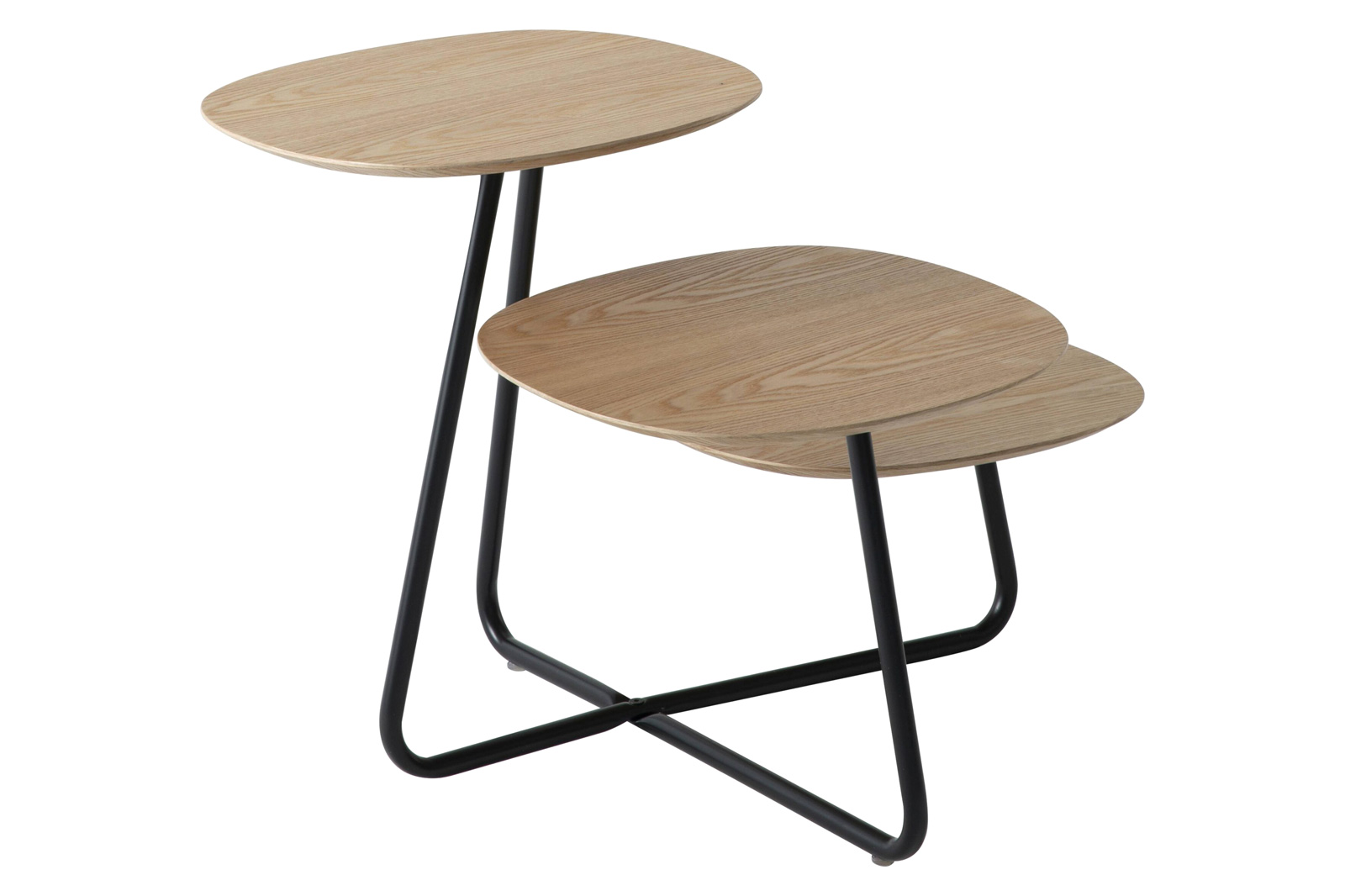 LeisureMod Hazelton Multi-Top End Tables With Manufactured Wood Top And Powder Coated Steel Frame - Natural Wood