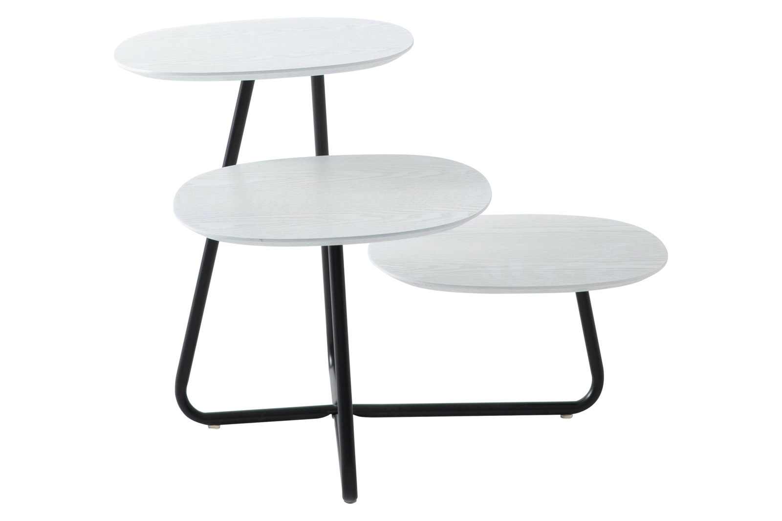 LeisureMod Hazelton Multi-Top End Tables With Manufactured Wood Top And Powder Coated Steel Frame - White