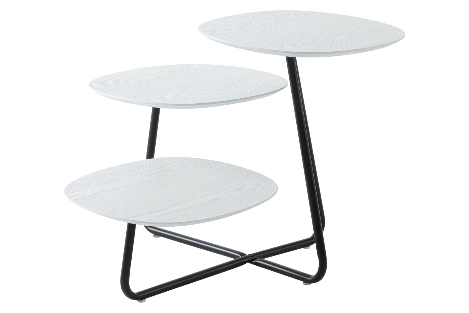 LeisureMod Hazelton Multi-Top End Tables With Manufactured Wood Top And Powder Coated Steel Frame - White