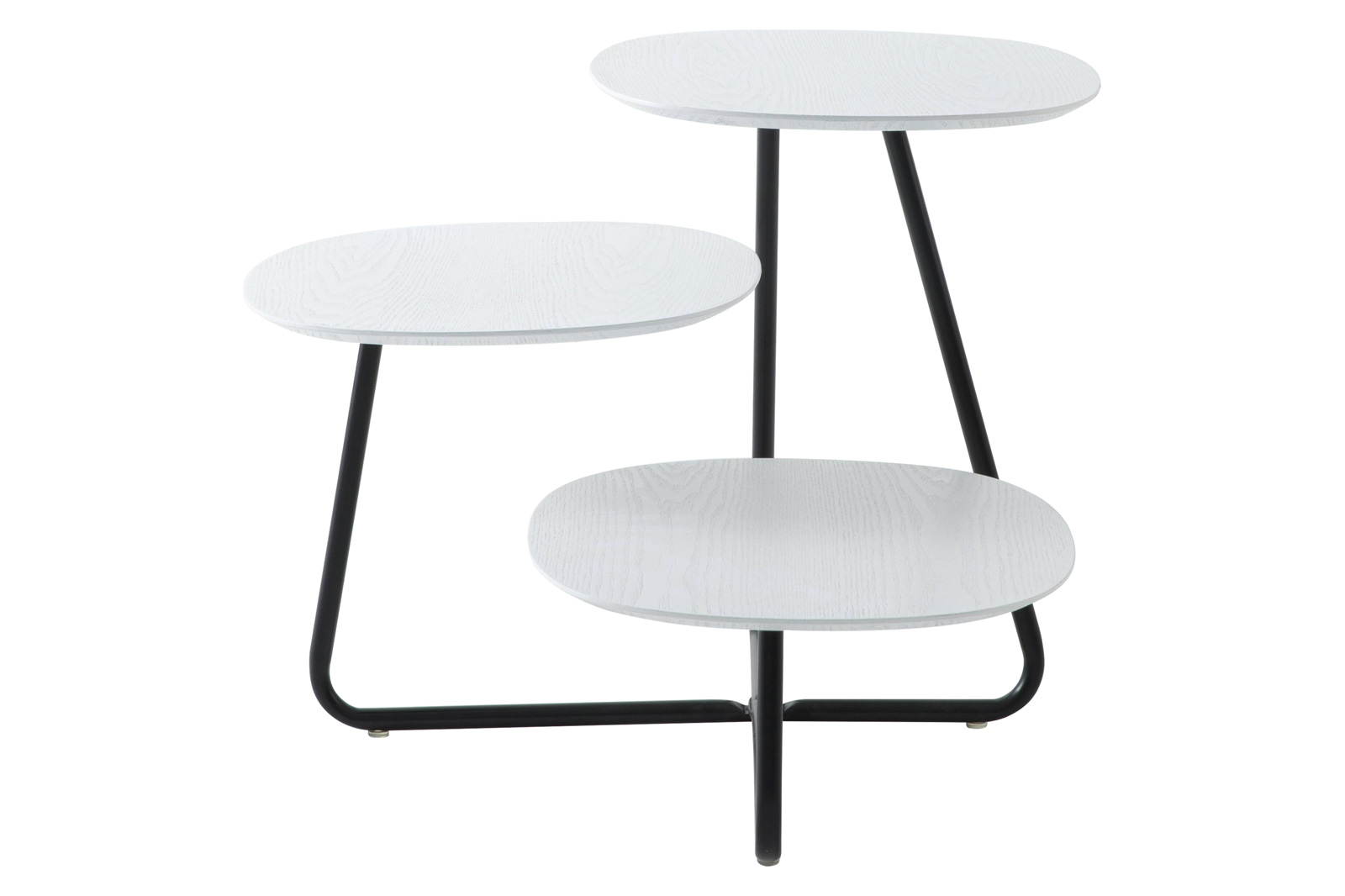 LeisureMod Hazelton Multi-Top End Tables With Manufactured Wood Top And Powder Coated Steel Frame - White