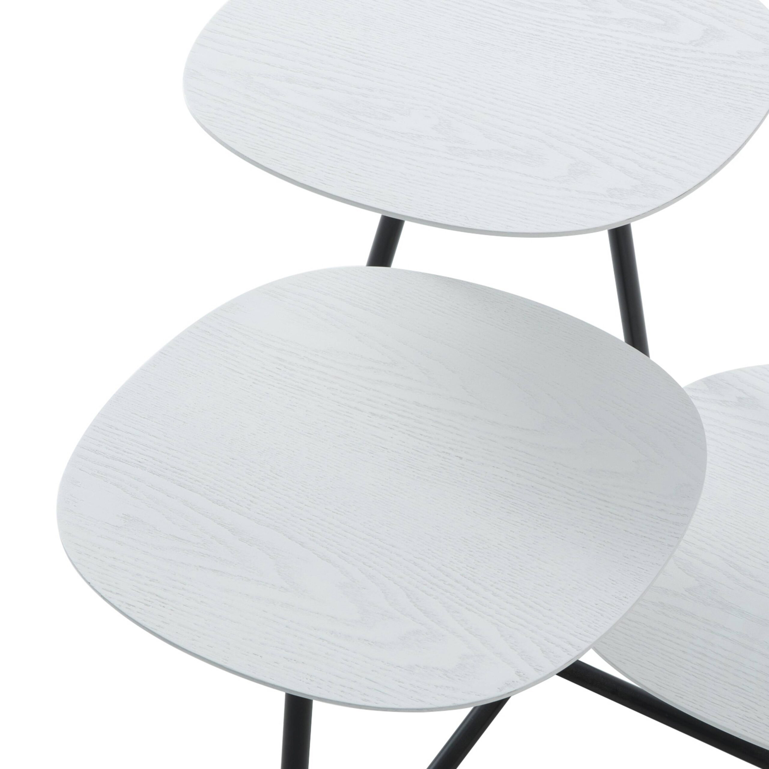 LeisureMod Hazelton Multi-Top End Tables With Manufactured Wood Top And Powder Coated Steel Frame - White