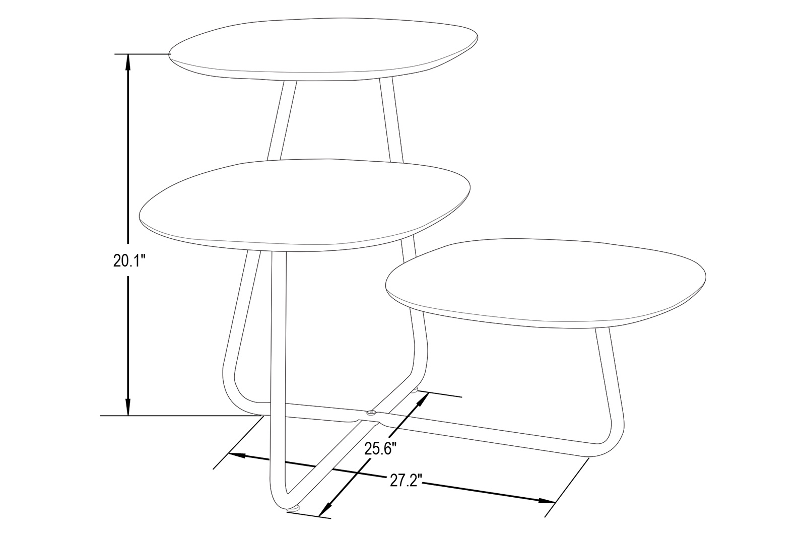 LeisureMod Hazelton Multi-Top End Tables With Manufactured Wood Top And Powder Coated Steel Frame - White