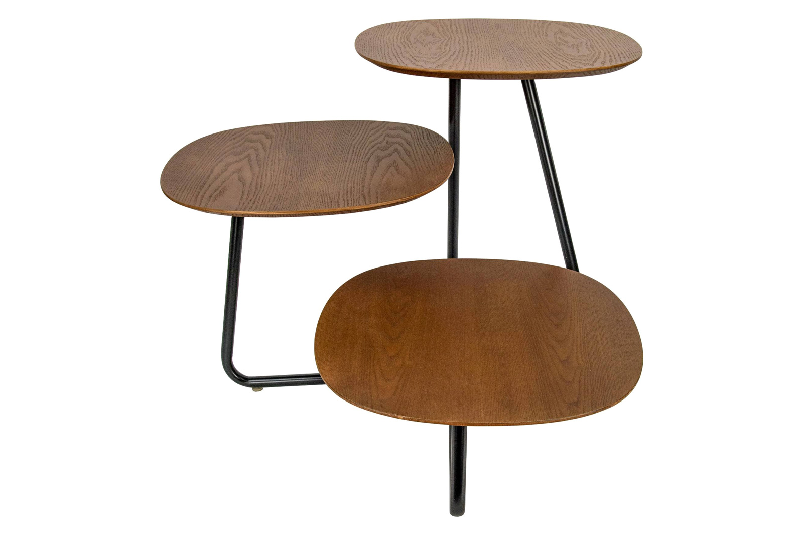 LeisureMod Hazelton Multi-Top End Tables With Manufactured Wood Top And Powder Coated Steel Frame - Walnut