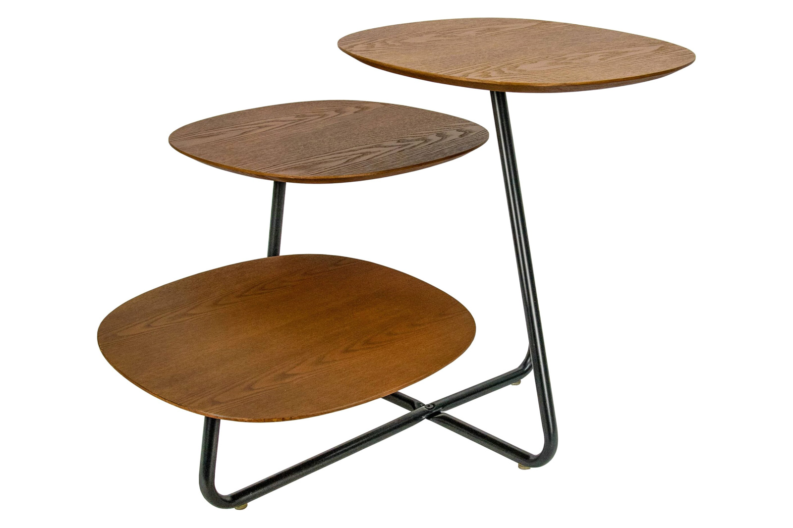 LeisureMod Hazelton Multi-Top End Tables With Manufactured Wood Top And Powder Coated Steel Frame - Walnut