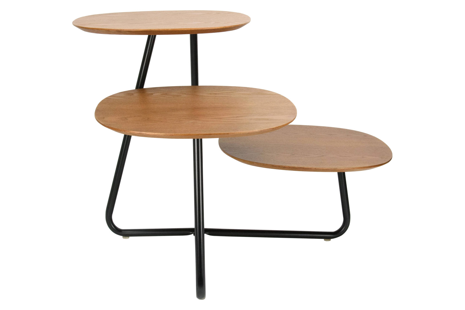 LeisureMod Hazelton Multi-Top End Tables With Manufactured Wood Top And Powder Coated Steel Frame - Walnut