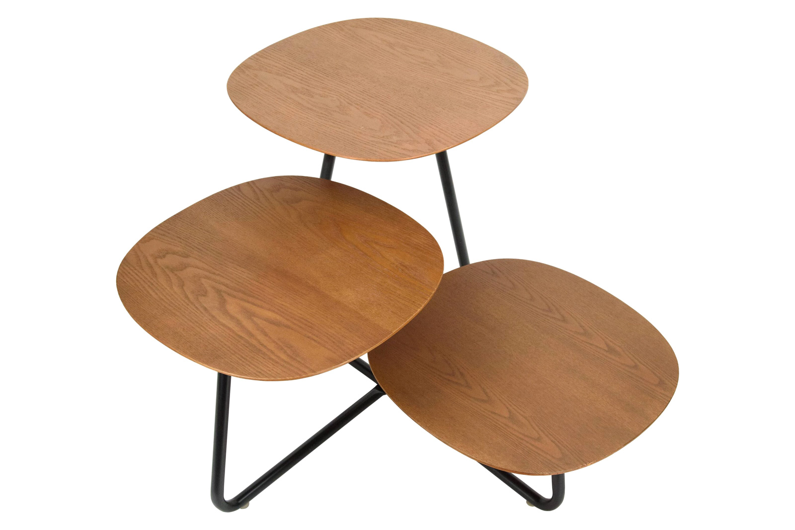 LeisureMod Hazelton Multi-Top End Tables With Manufactured Wood Top And Powder Coated Steel Frame - Walnut