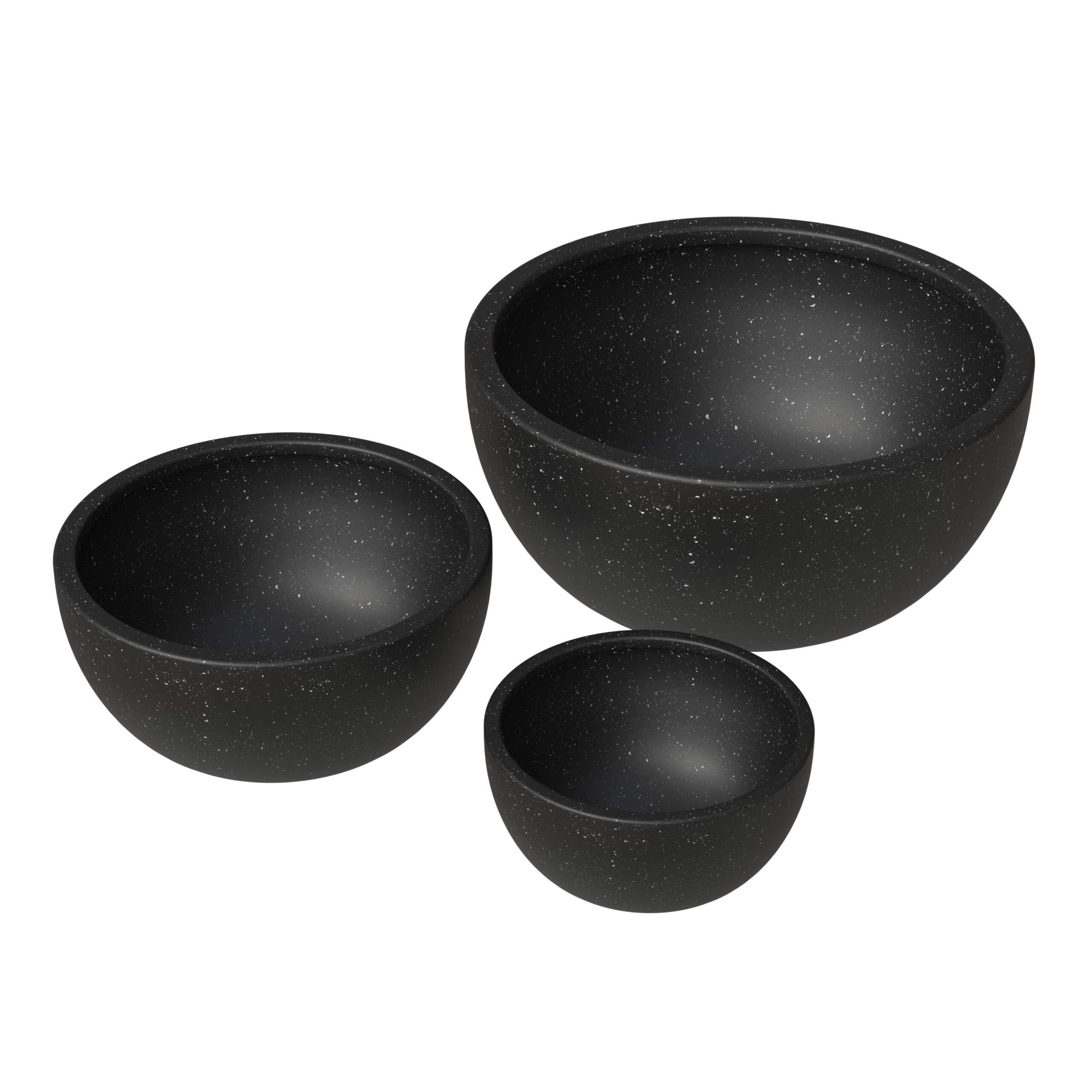 LeisureMod Iris Modern Round Planters Pot in Fiberstone and Clay (Set of 3)