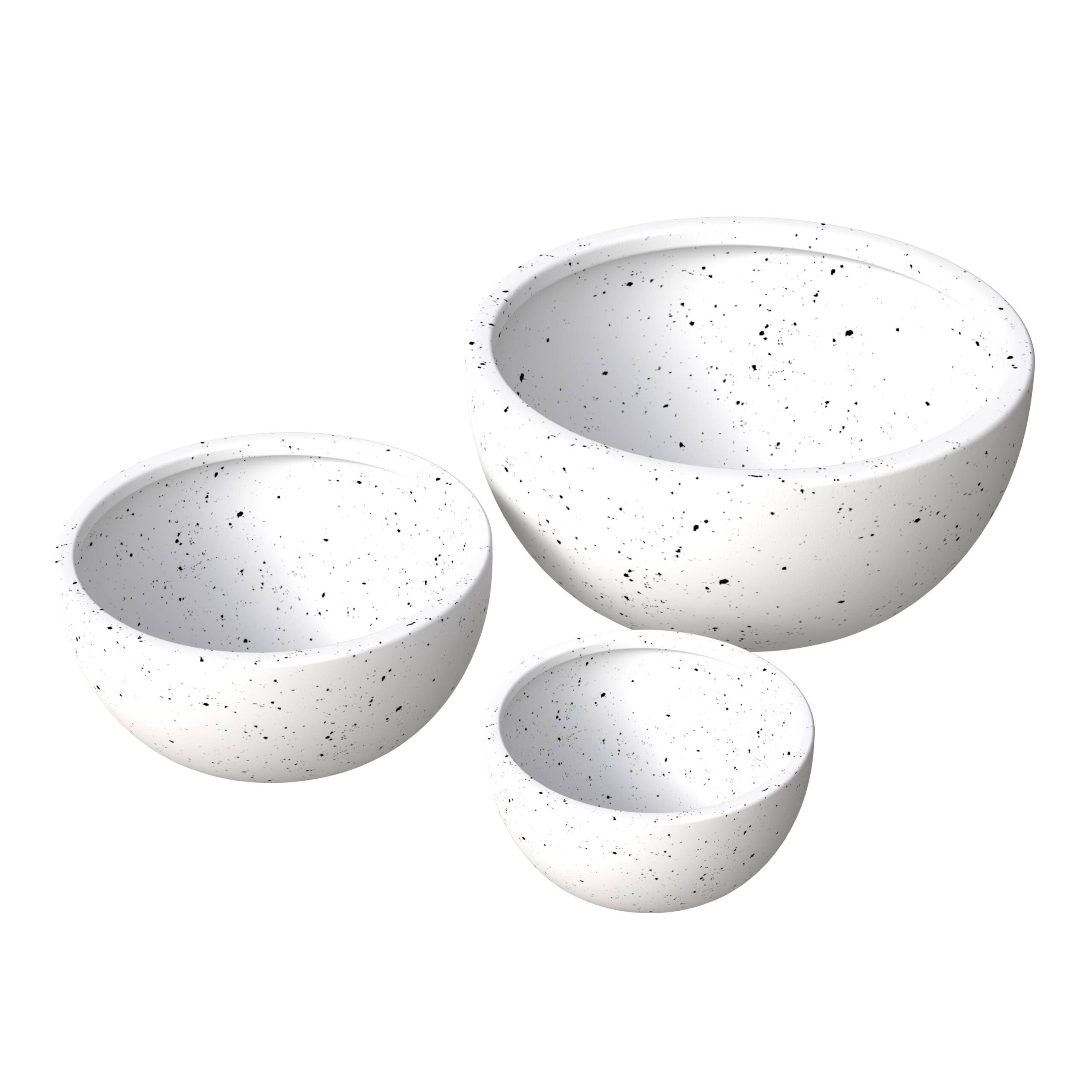 LeisureMod Iris Modern Round Planters Pot in Fiberstone and Clay (Set of 3)