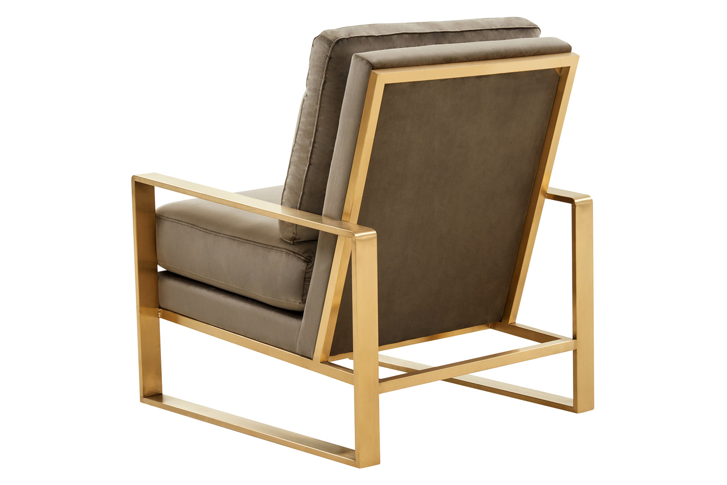 LeisureMod Jefferson Velvet Design Accent Armchair with Gold Brass Finish Frame - Dark Gray