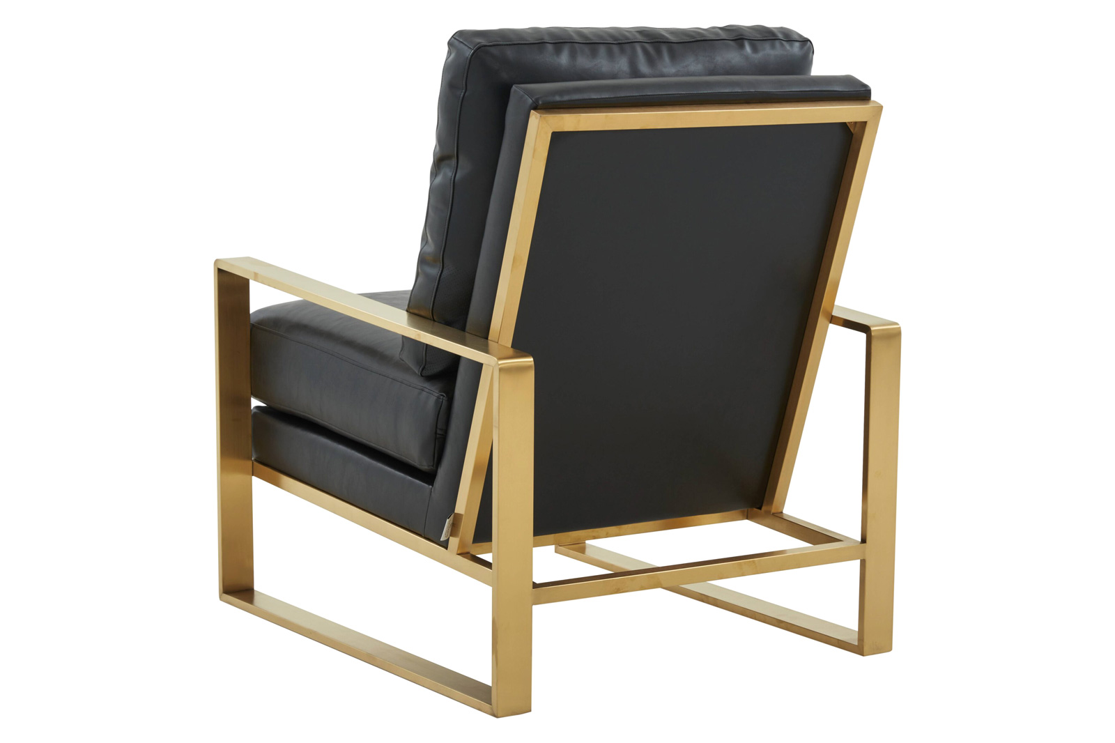 LeisureMod Jefferson Leather Modern Design Accent Armchair With Elegant Gold Frame - Black