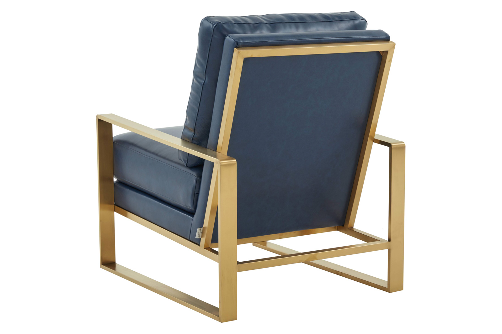 LeisureMod™ Jefferson Leather Modern Design Accent Armchair With Elegant Gold Frame - Navy Blue