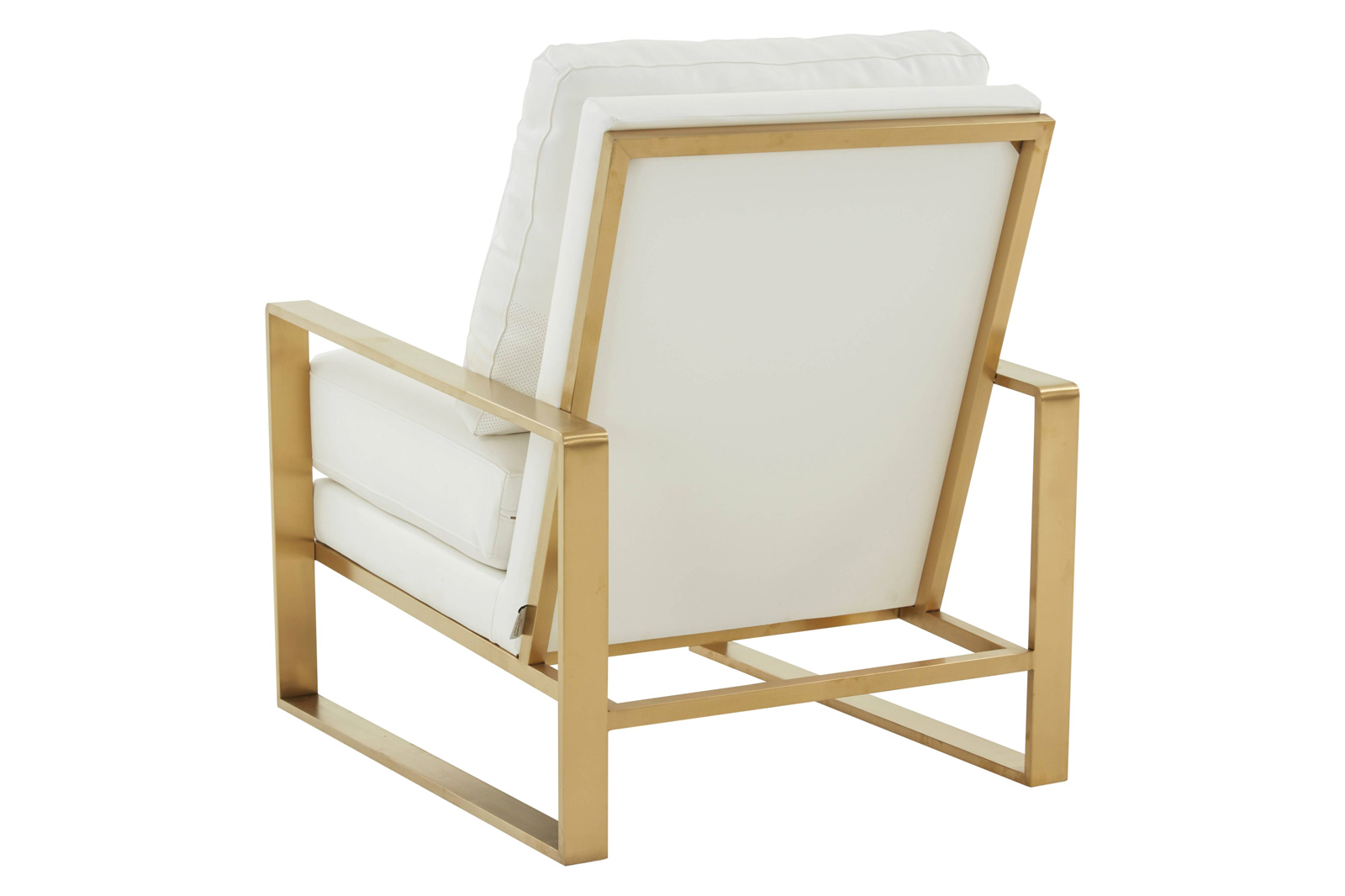 LeisureMod Jefferson Leather Modern Design Accent Armchair With Elegant Gold Frame - White