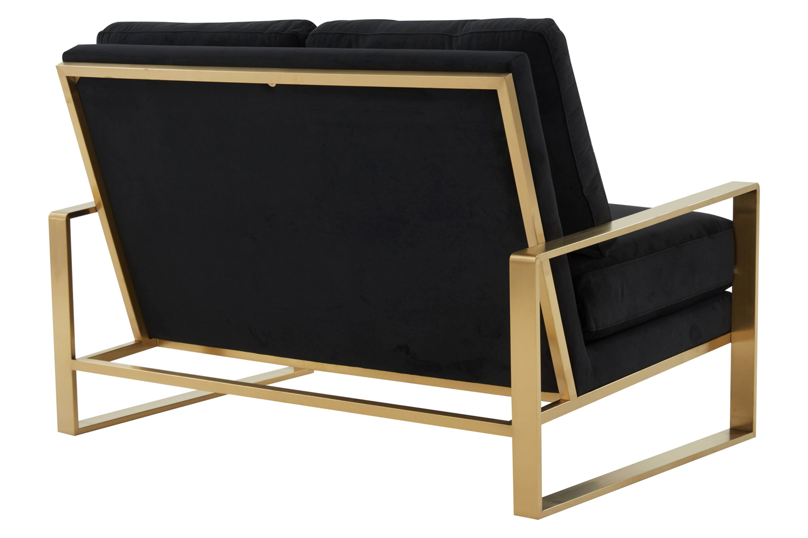 LeisureMod Jefferson Contemporary Modern Velvet Loveseat With Gold Frame - Black