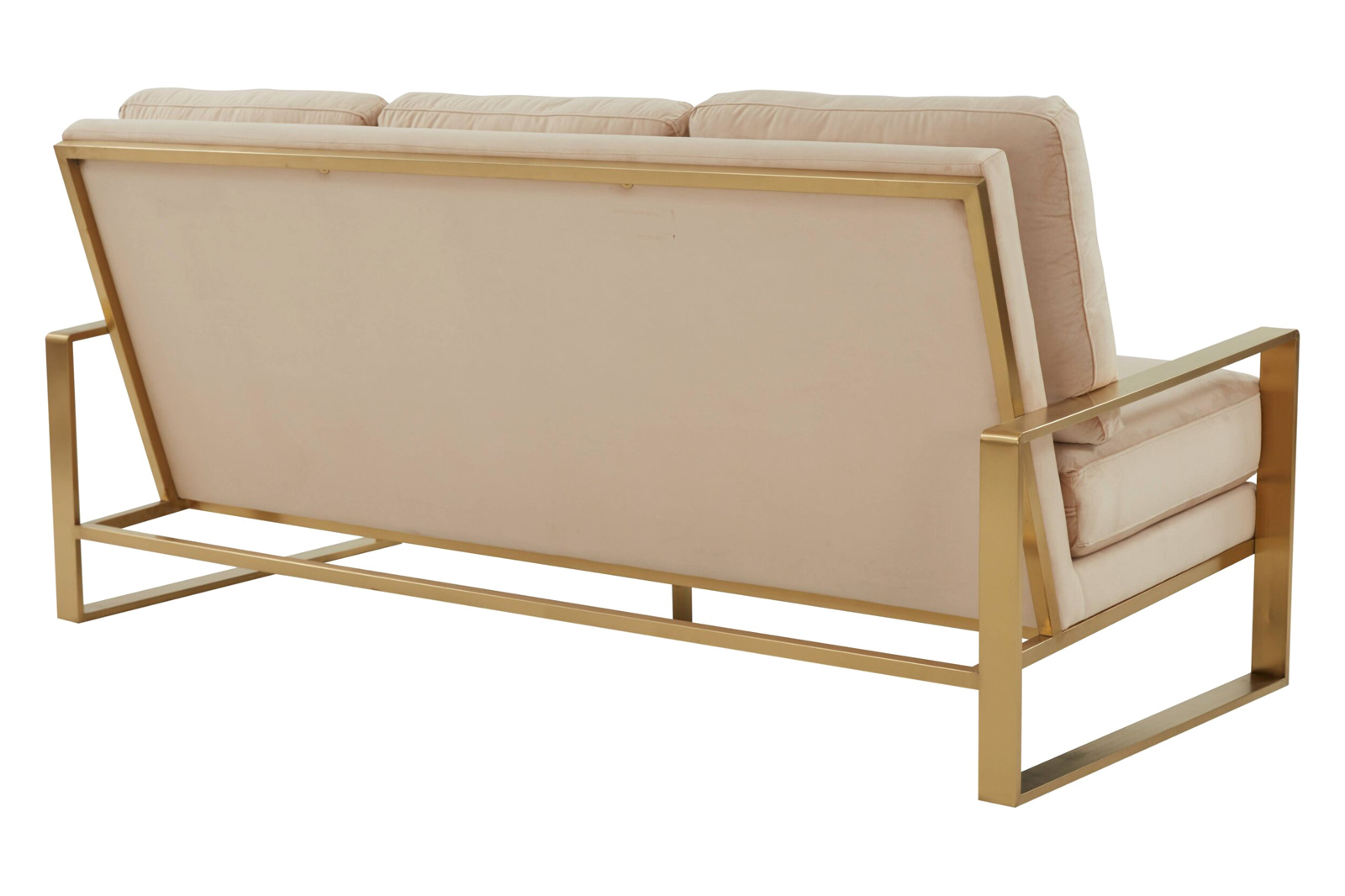 LeisureMod Jefferson Contemporary Modern Design Velvet Sofa With Gold Frame - Beige