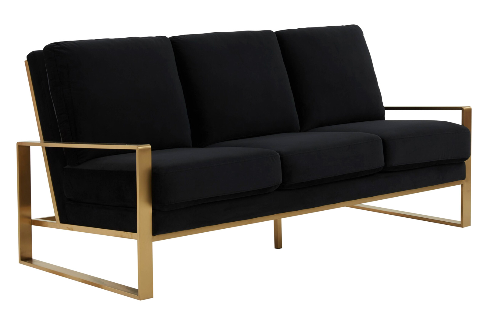 LeisureMod Jefferson Contemporary Modern Design Velvet Sofa With Gold Frame