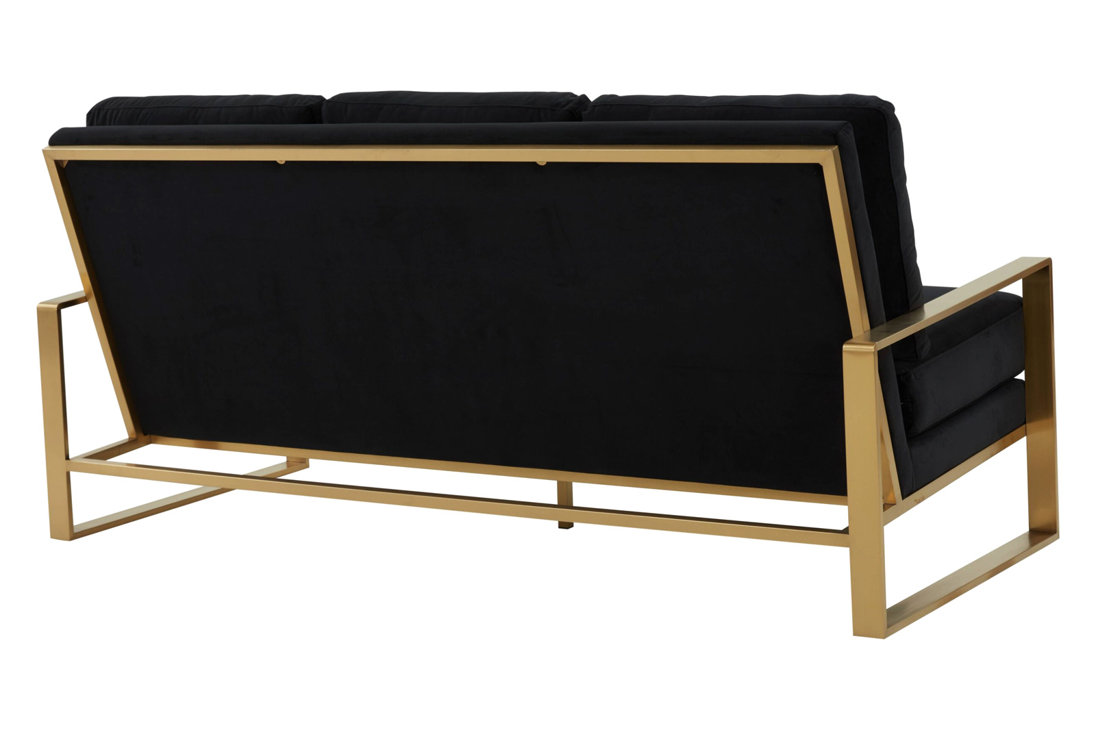 LeisureMod Jefferson Contemporary Modern Design Velvet Sofa With Gold Frame - Black