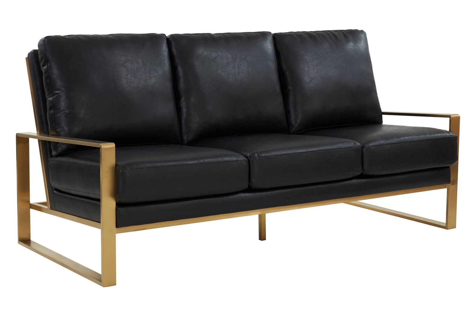 LeisureMod - Jefferson Contemporary Modern Design Leather Sofa With Silver Frame