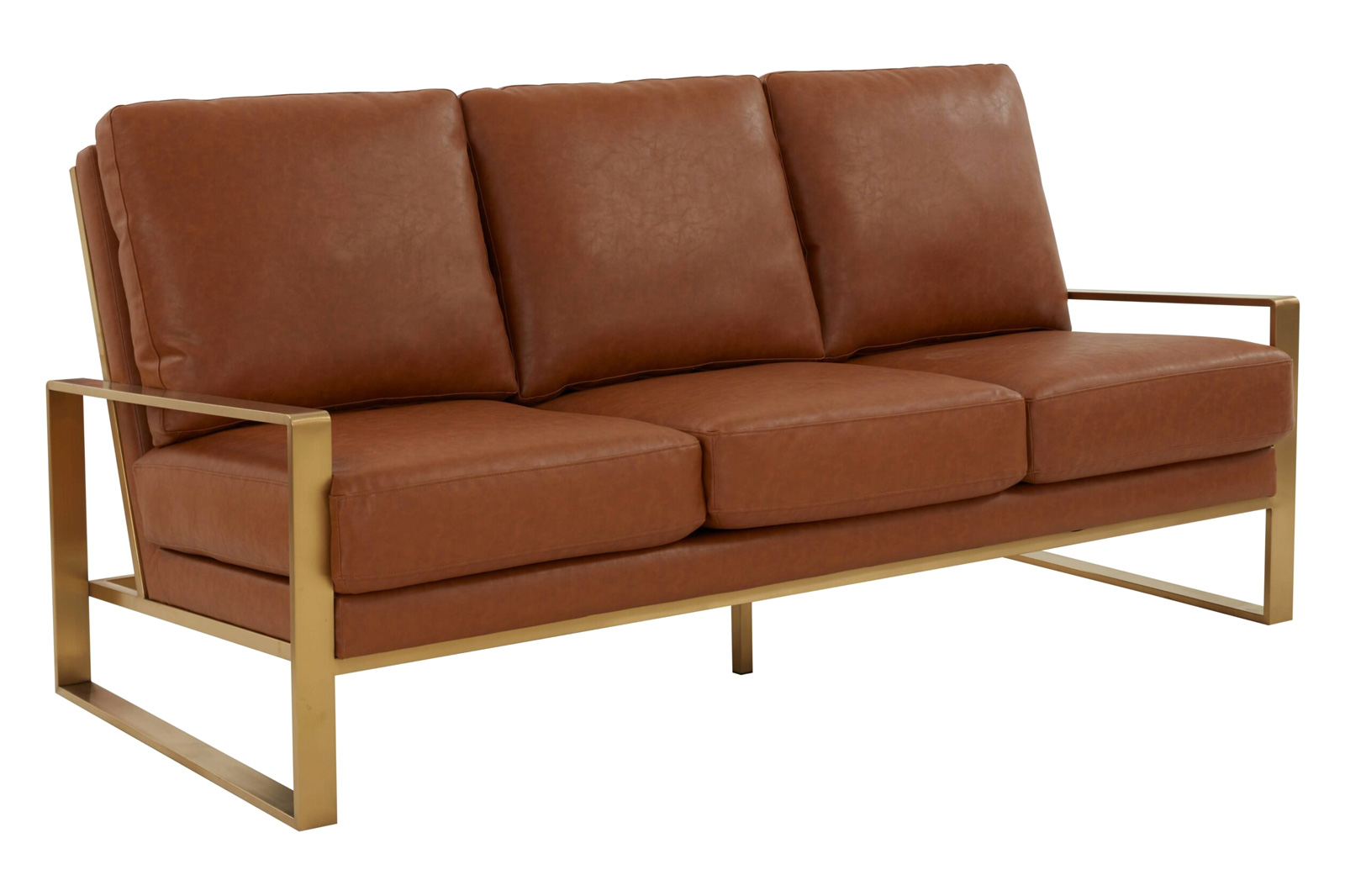 LeisureMod - Jefferson Contemporary Modern Design Leather Sofa With Silver Frame