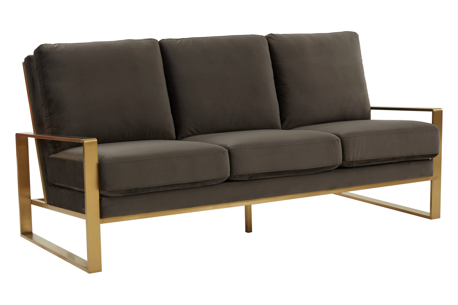 LeisureMod Jefferson Contemporary Modern Design Velvet Sofa With Gold Frame