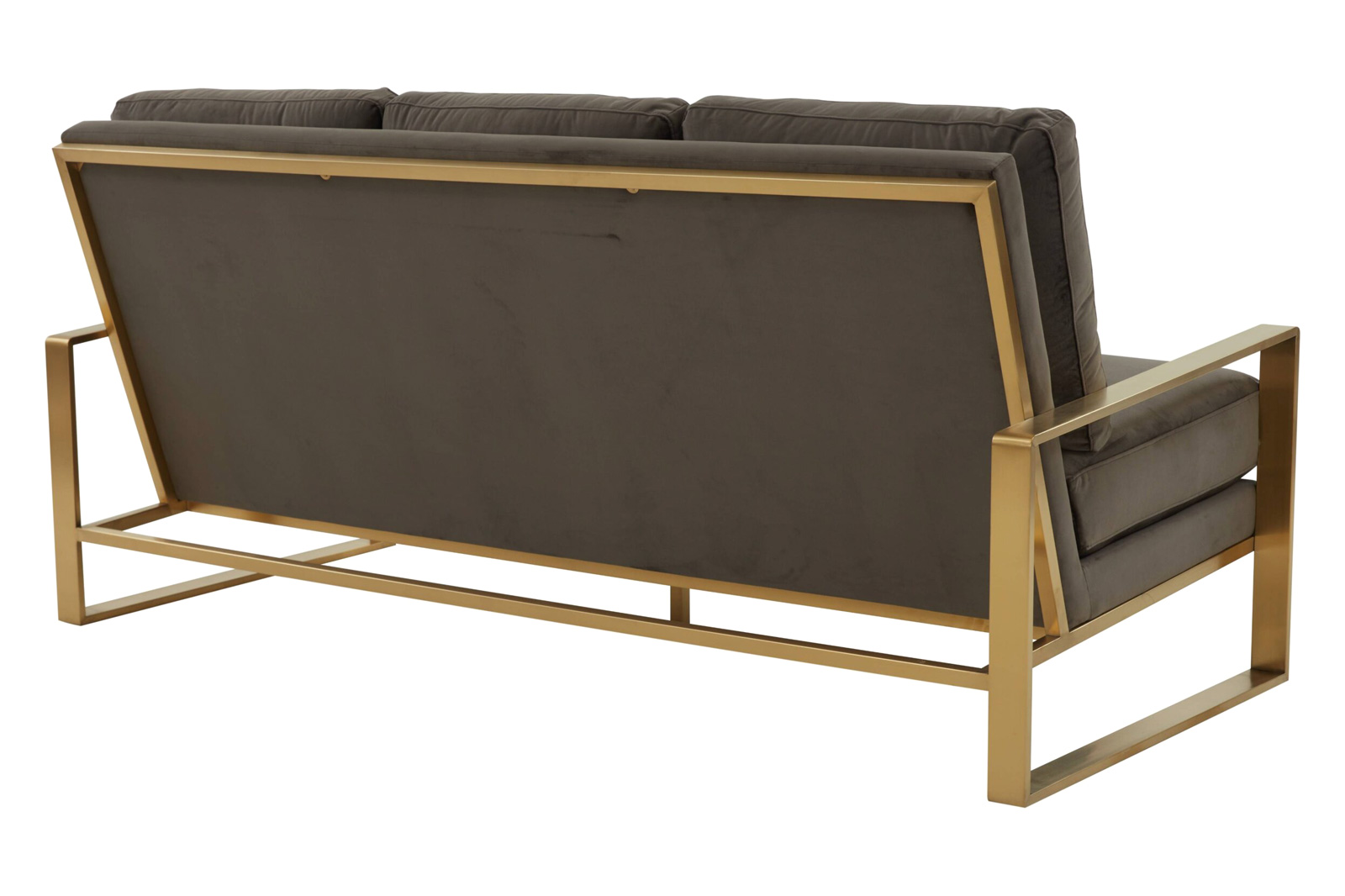 LeisureMod Jefferson Contemporary Modern Design Velvet Sofa With Gold Frame - Dark Gray