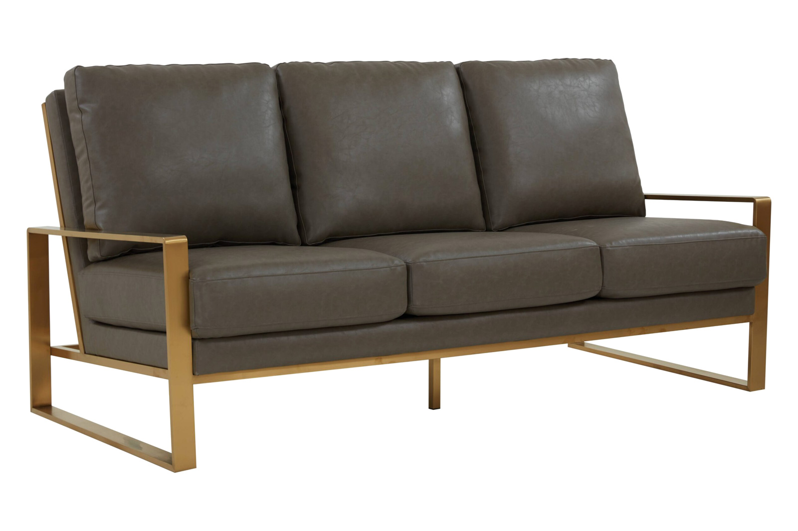 LeisureMod - Jefferson Contemporary Modern Design Leather Sofa With Silver Frame