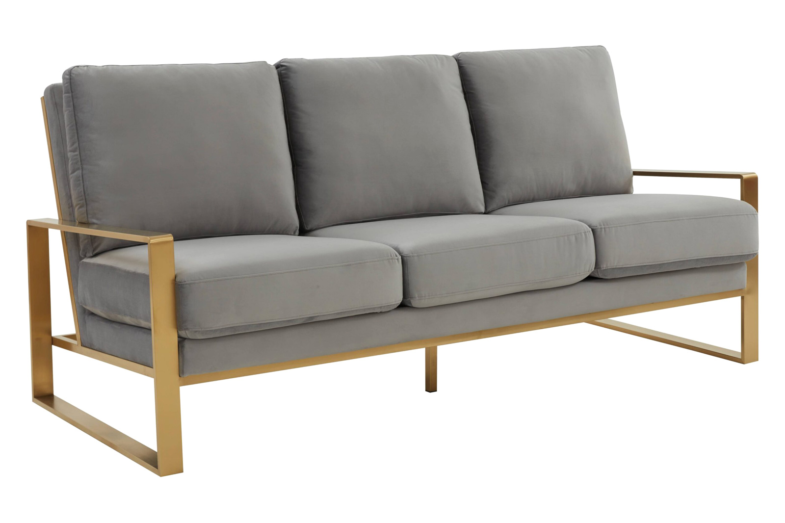 LeisureMod Jefferson Contemporary Modern Design Velvet Sofa With Gold Frame