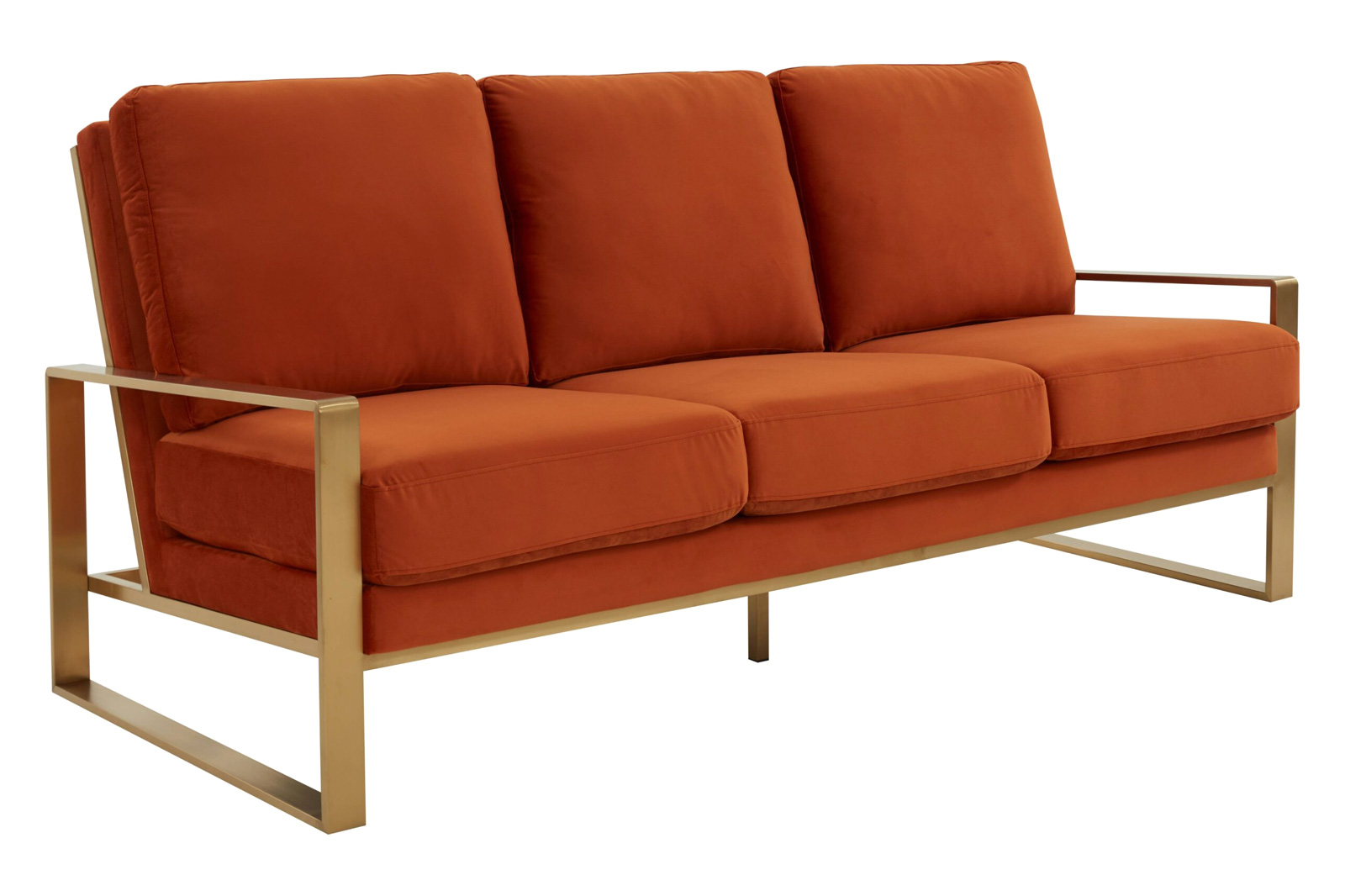 LeisureMod Jefferson Contemporary Modern Design Velvet Sofa With Gold Frame