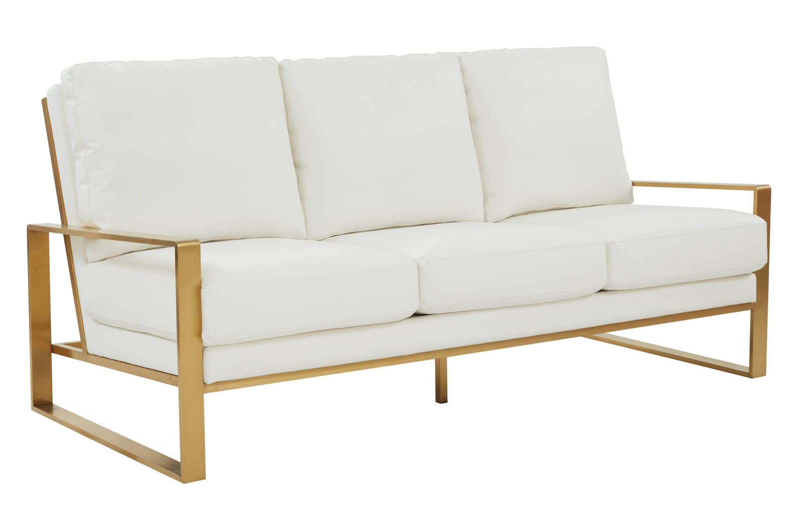 LeisureMod - Jefferson Contemporary Modern Design Leather Sofa With Silver Frame