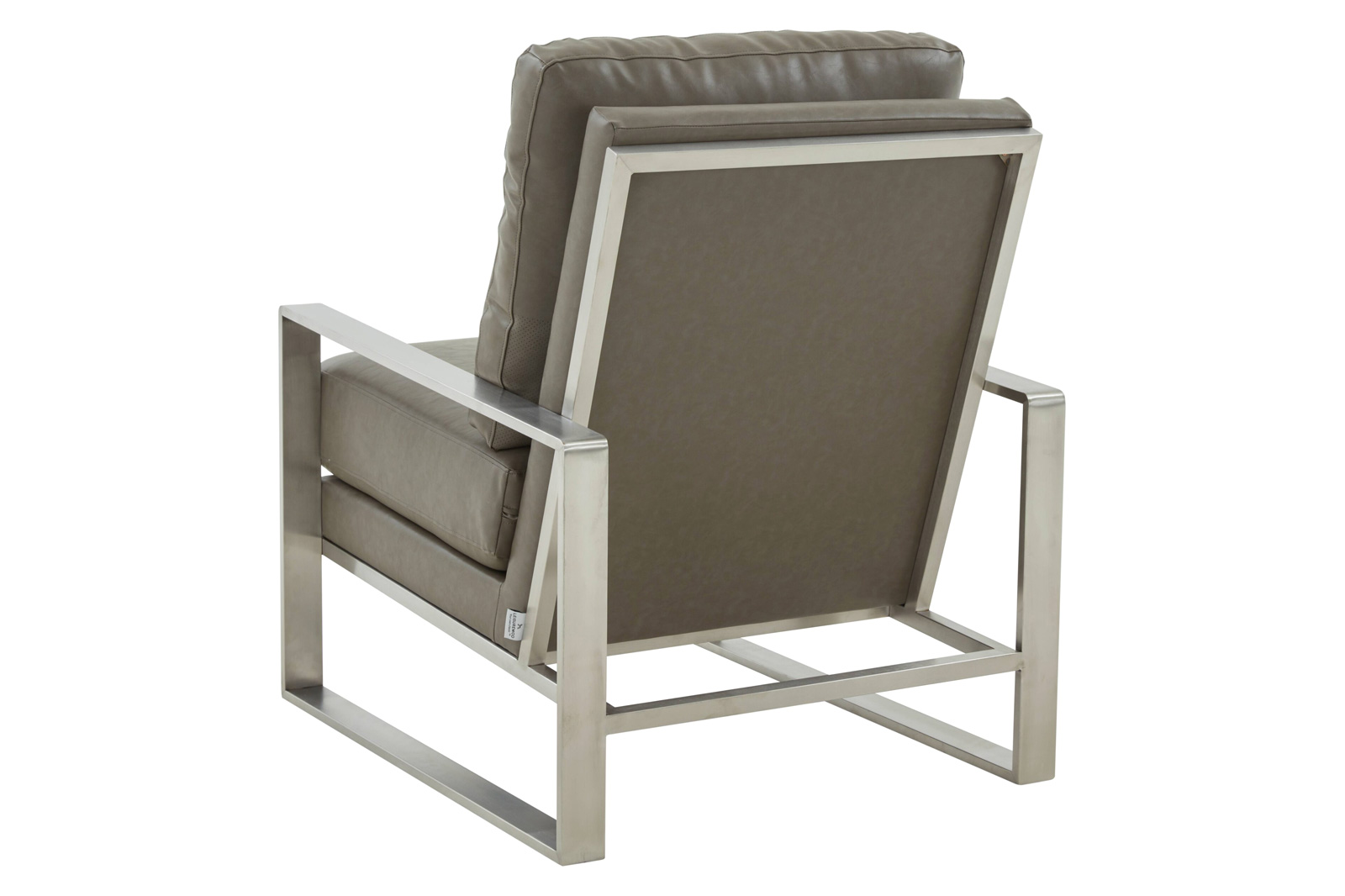 LeisureMod™ Jefferson Leather Modern Design Accent Armchair With Elegant Silver Frame - Gray