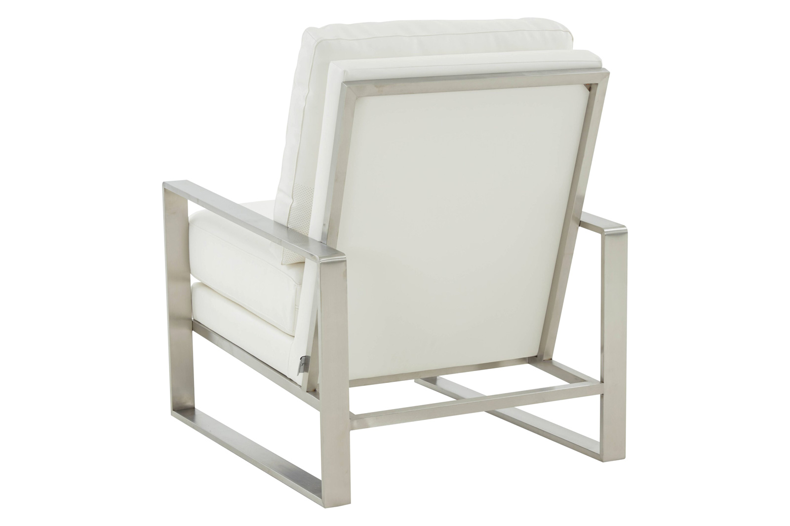 LeisureMod™ Jefferson Leather Modern Design Accent Armchair With Elegant Silver Frame - White