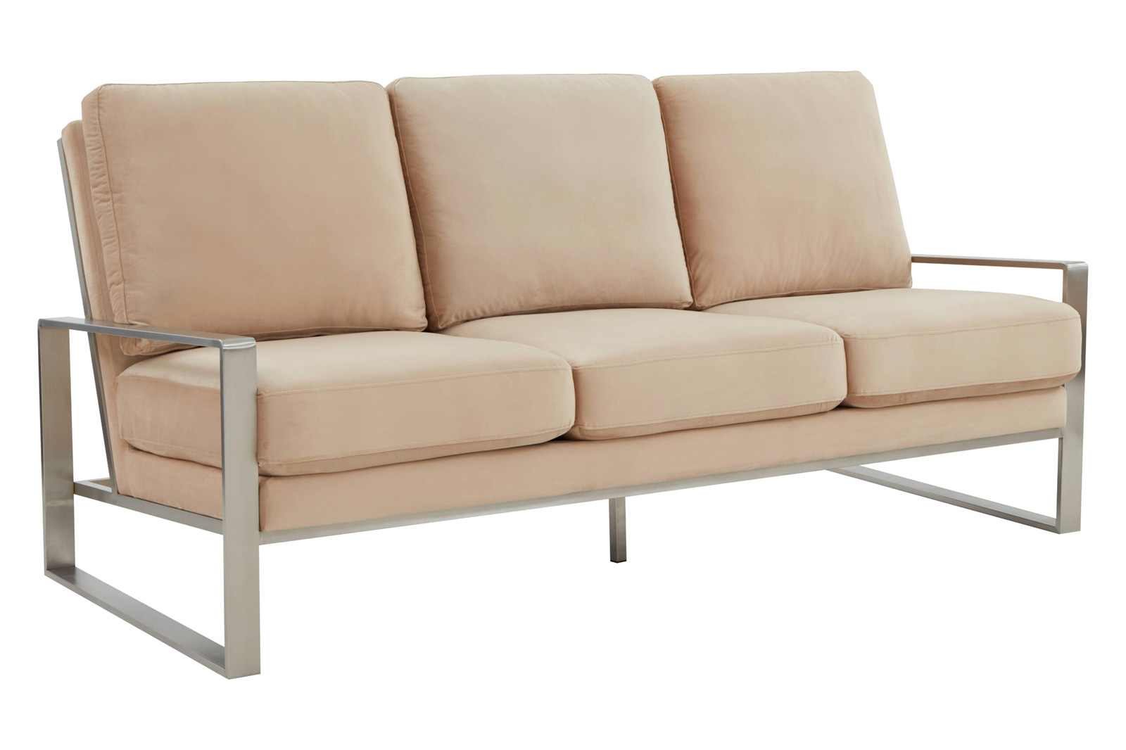 LeisureMod Jefferson Contemporary Modern Design Velvet Sofa With Gold Frame