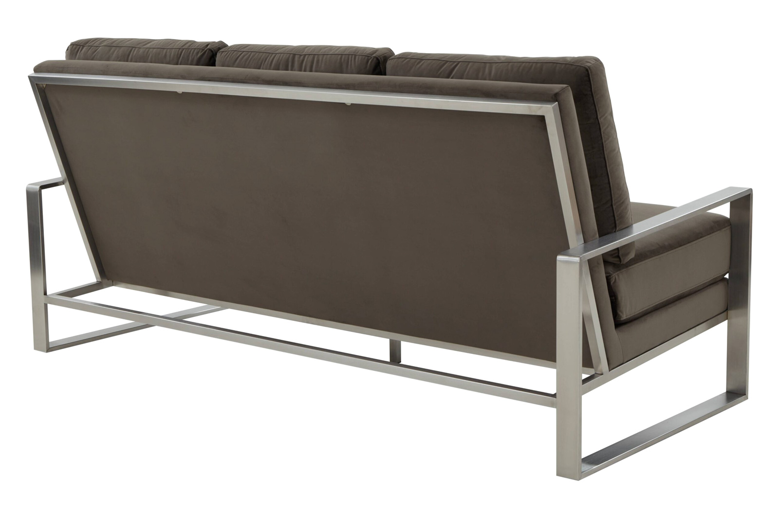 LeisureMod Jefferson Contemporary Modern Design Velvet Sofa With Silver Frame - Dark Gray