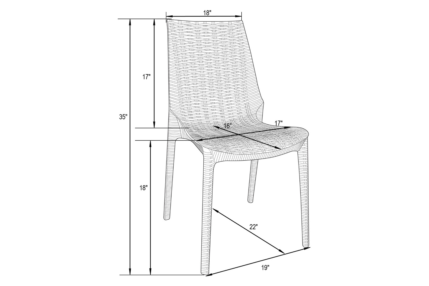 LeisureMod Kent Outdoor Dining Chair - Black