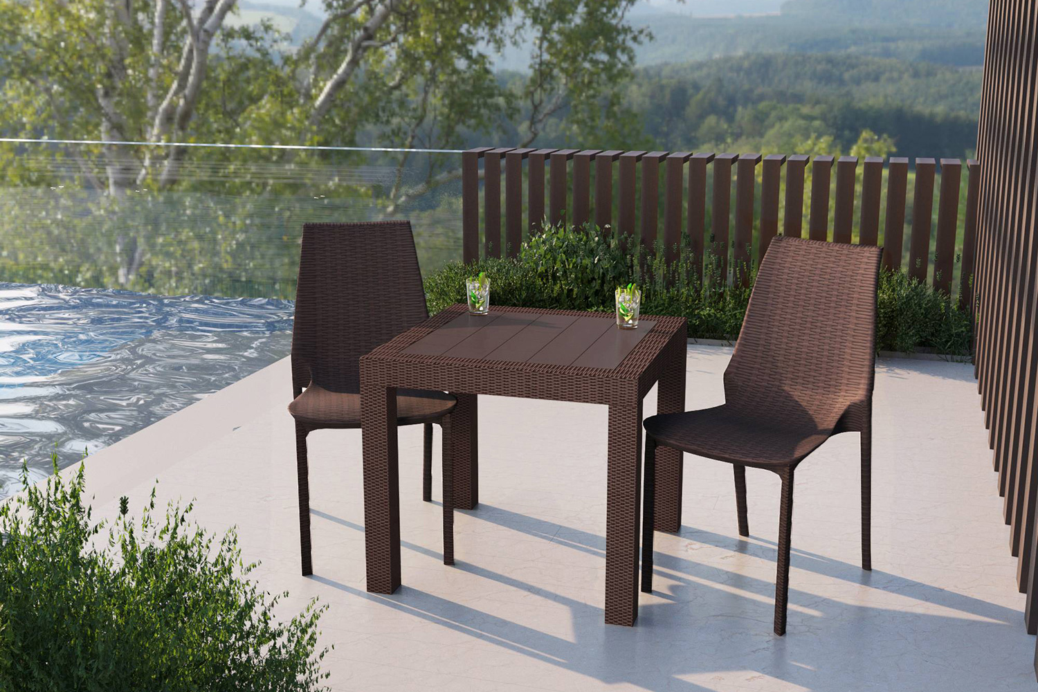 LeisureMod Kent Outdoor Dining Chair - Brown