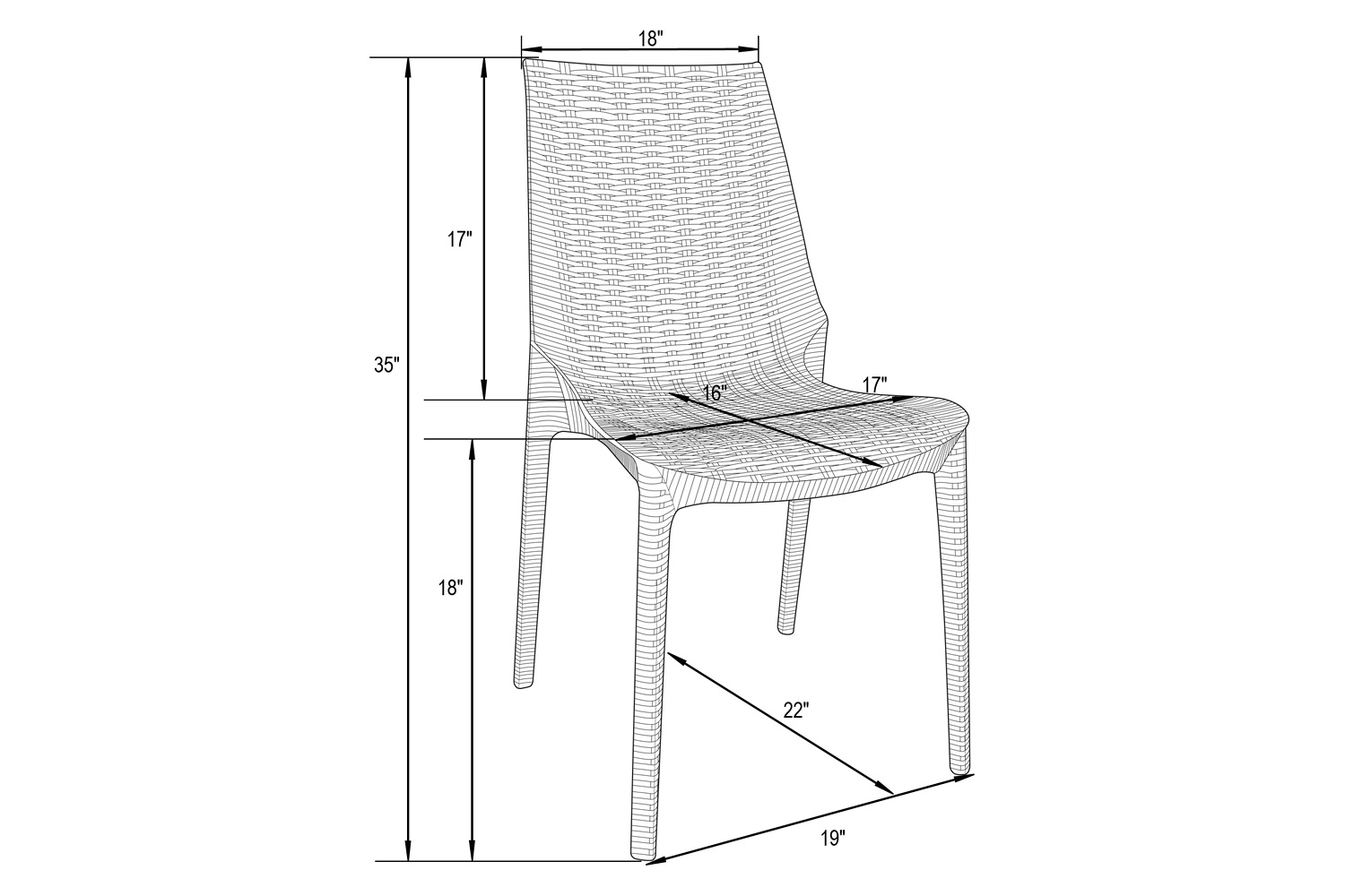 LeisureMod Kent Outdoor Dining Chair - Gray