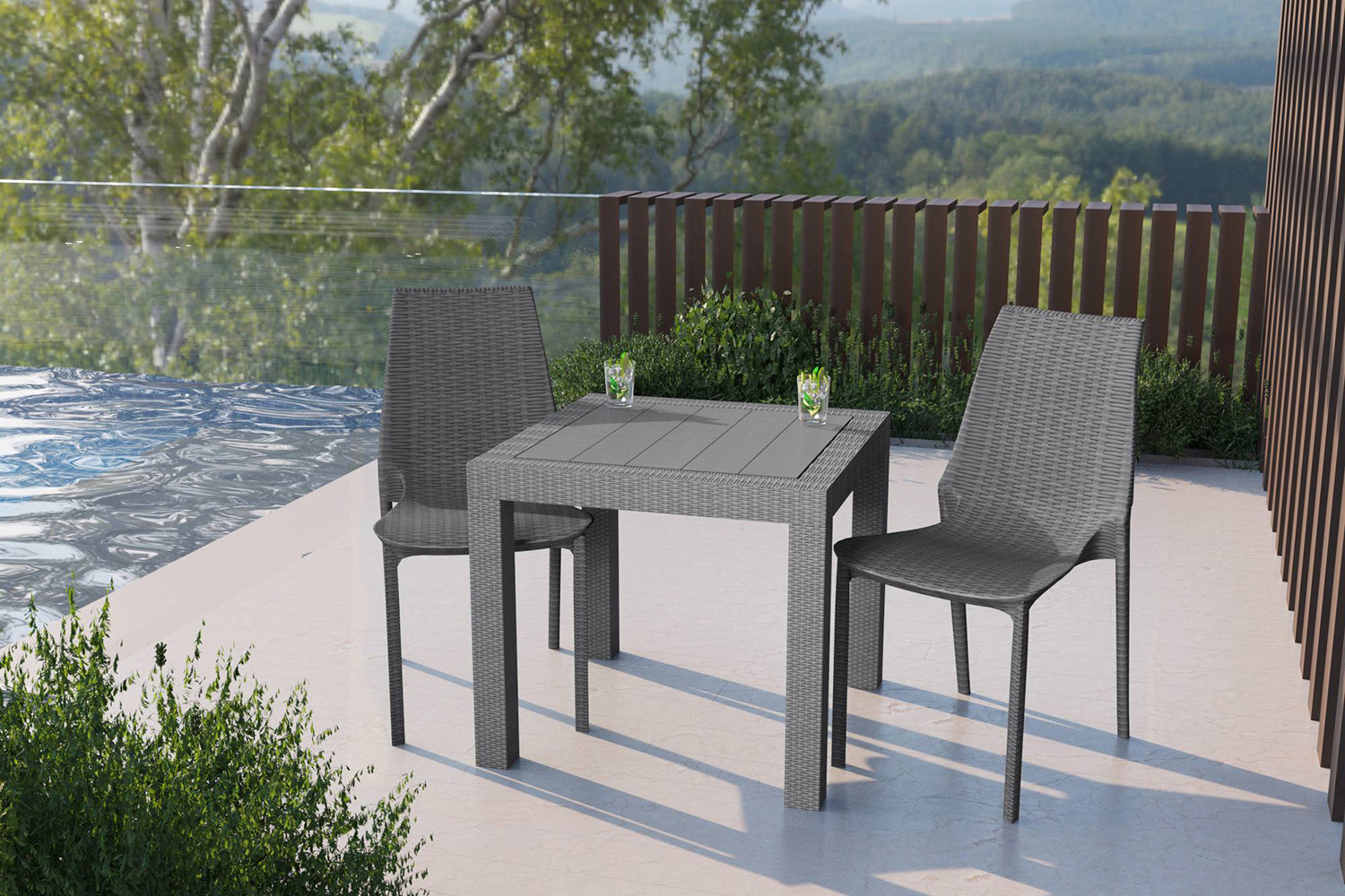 LeisureMod Kent Outdoor Dining Chair - Gray