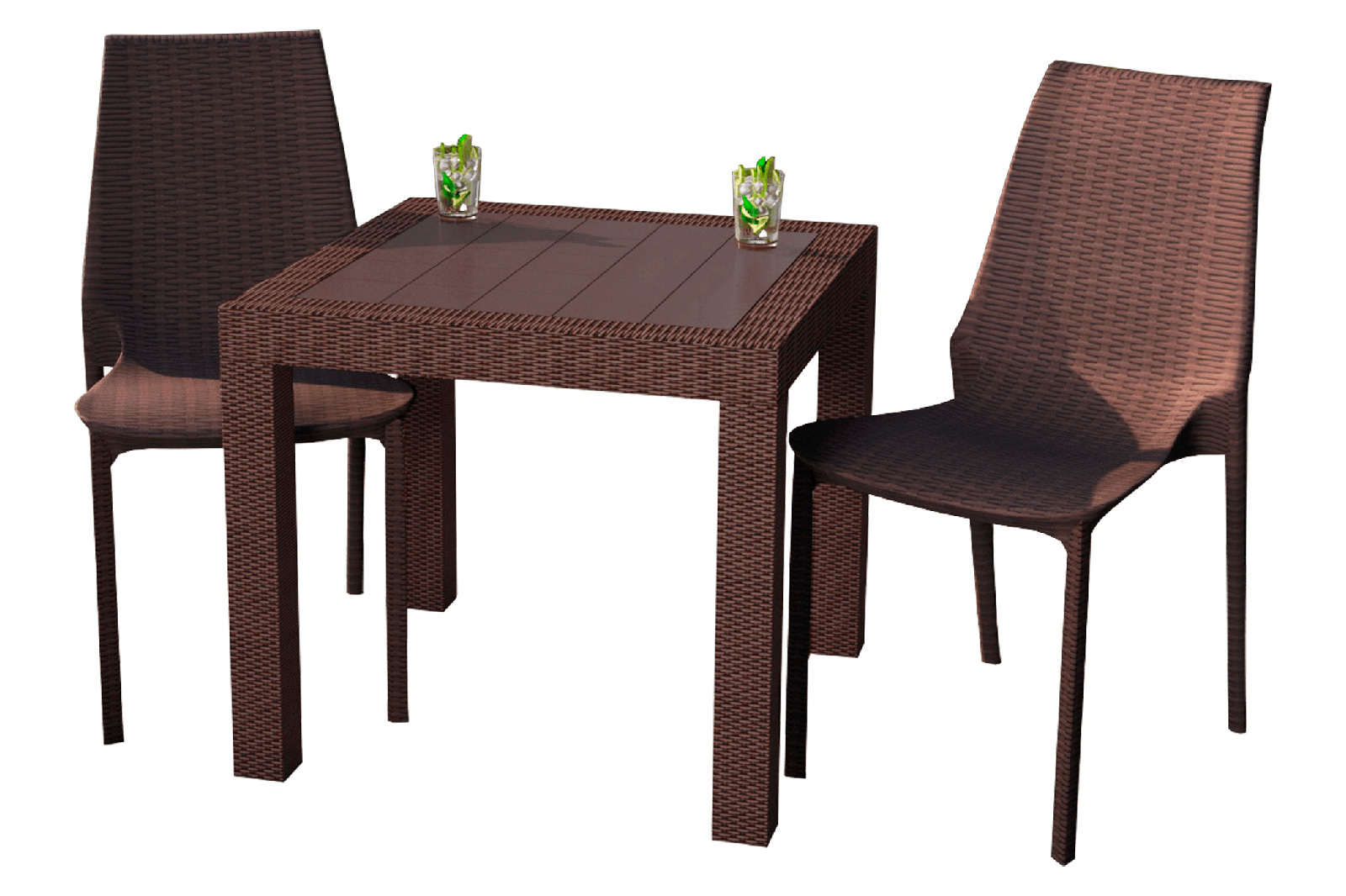 LeisureMod Kent Outdoor Dining Set With 2 Chairs