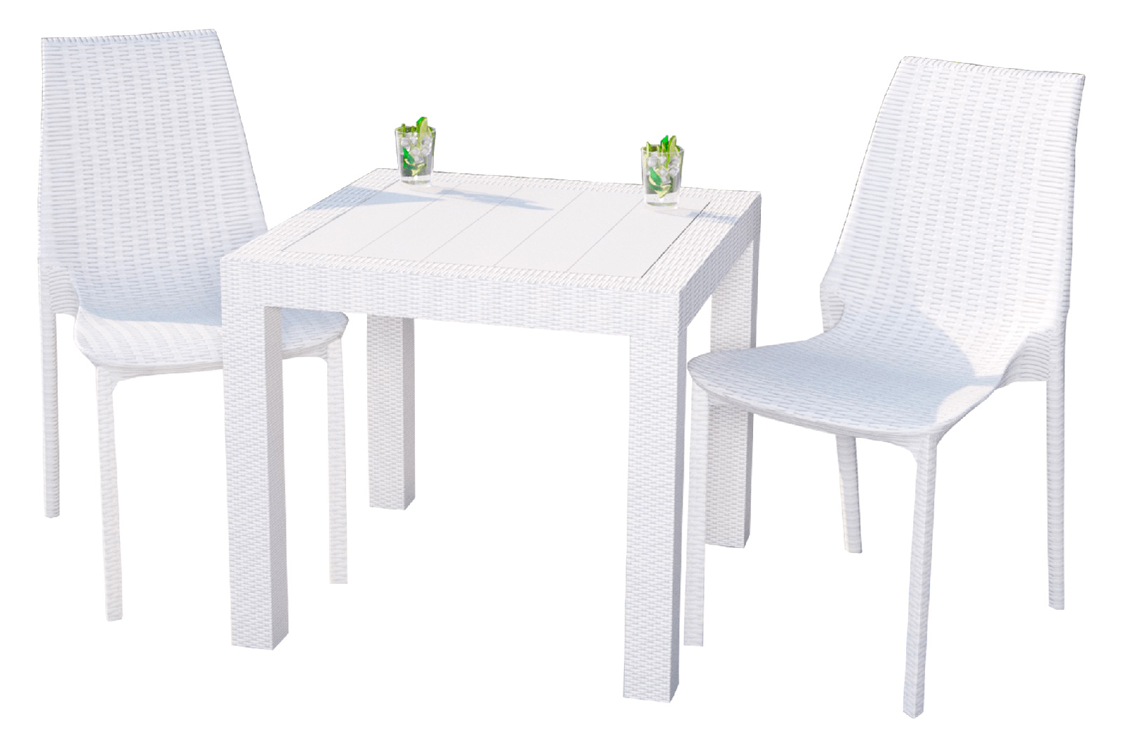 LeisureMod Kent Outdoor Dining Set With 2 Chairs