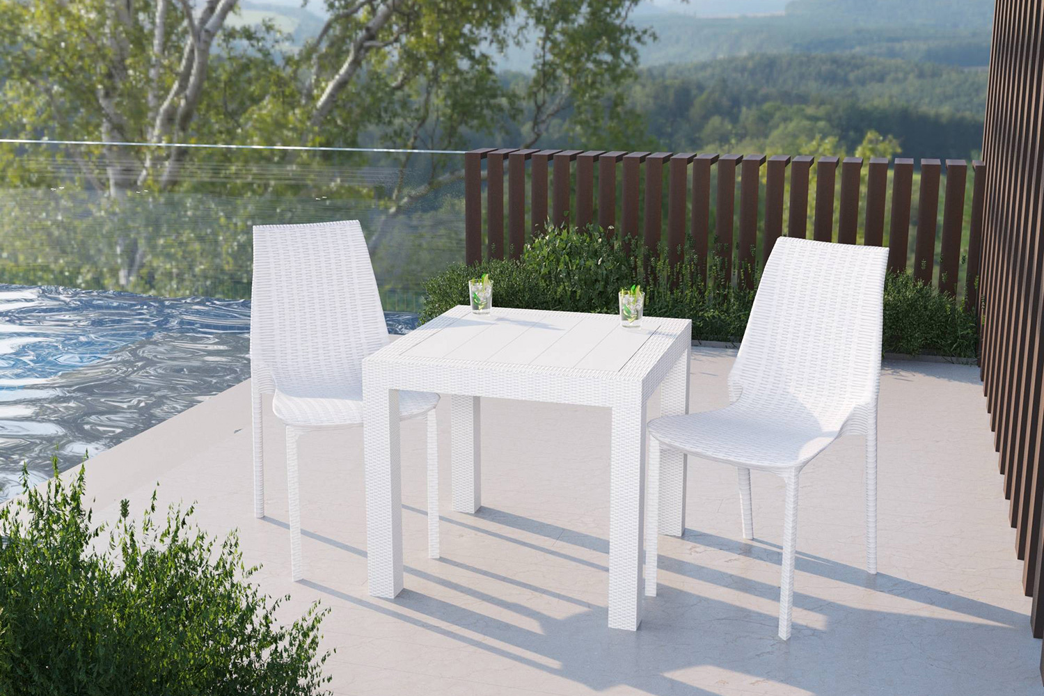 LeisureMod Kent Outdoor Dining Chair - White