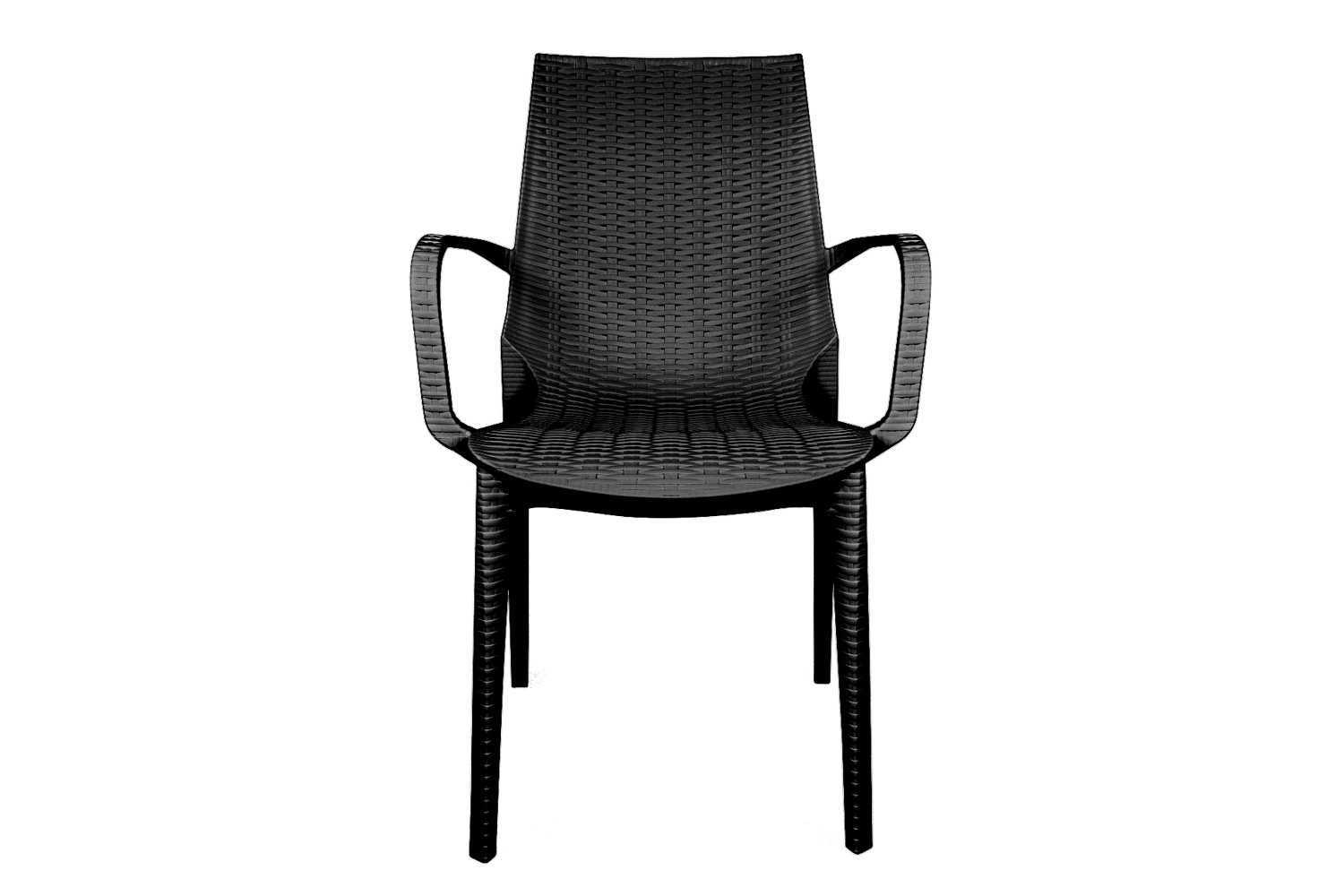 LeisureMod Kent Outdoor Dining Arm Chair - Black