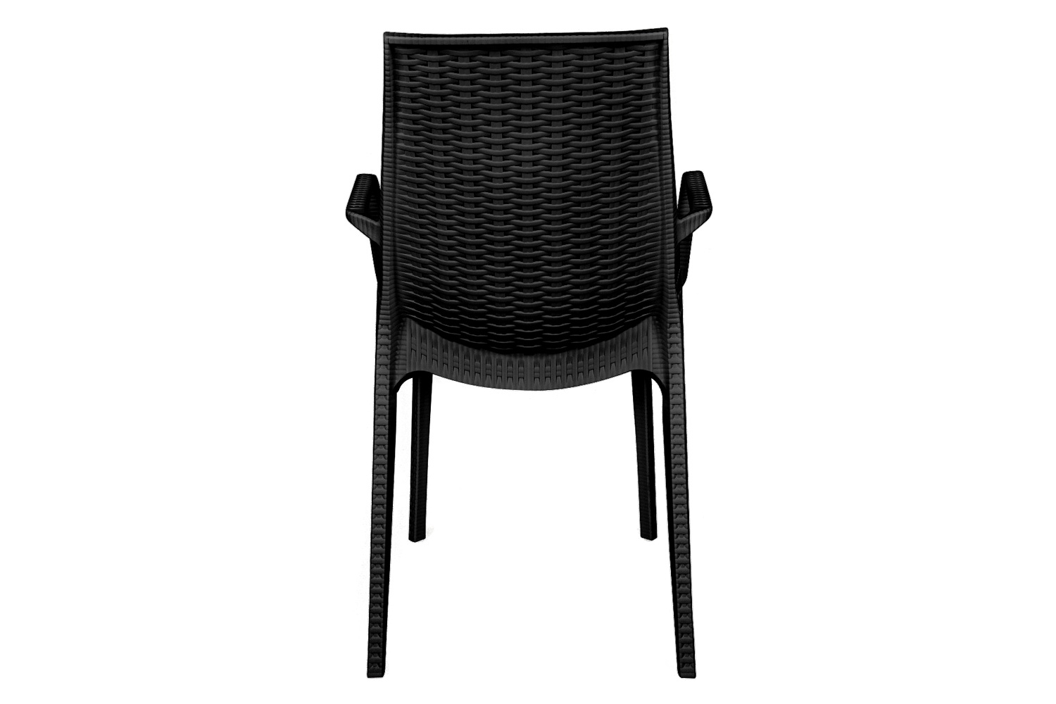 LeisureMod Kent Outdoor Dining Arm Chair - Black