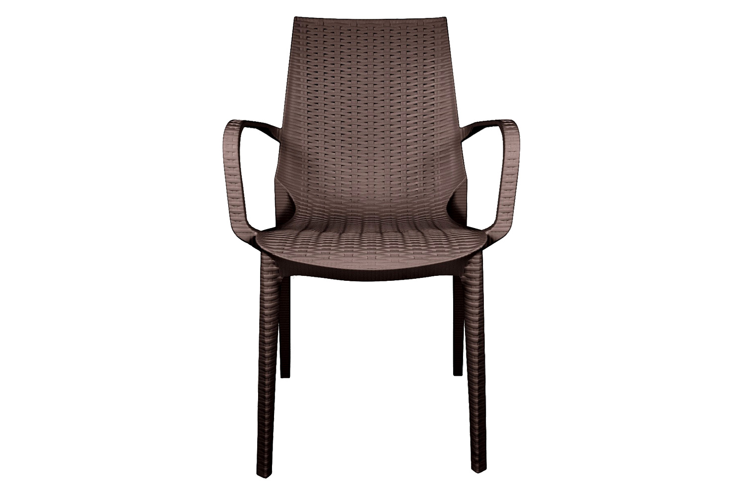 LeisureMod Kent Outdoor Dining Arm Chair - Brown