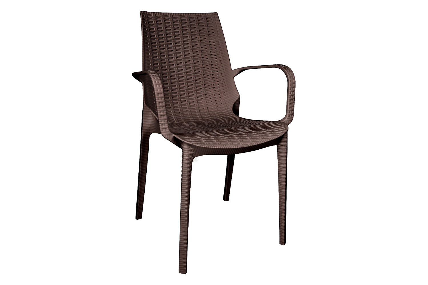 LeisureMod Kent Outdoor Dining Arm Chair - Brown