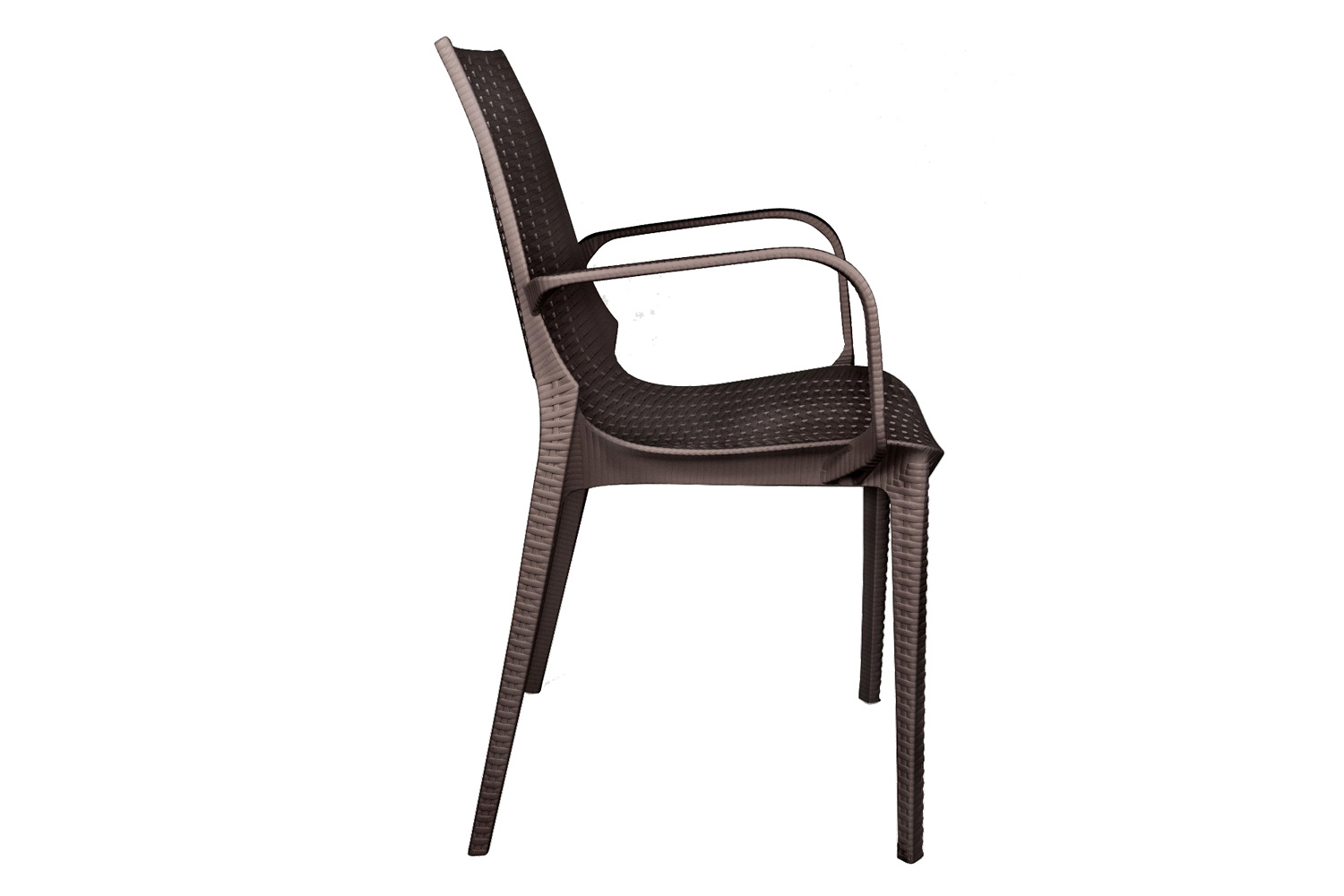 LeisureMod Kent Outdoor Dining Arm Chair - Brown