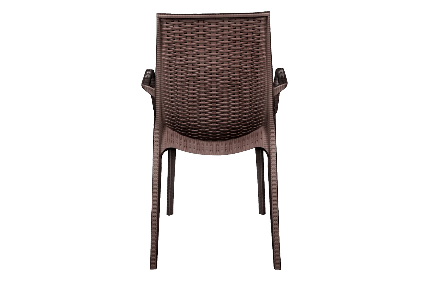 LeisureMod Kent Outdoor Dining Arm Chair - Brown