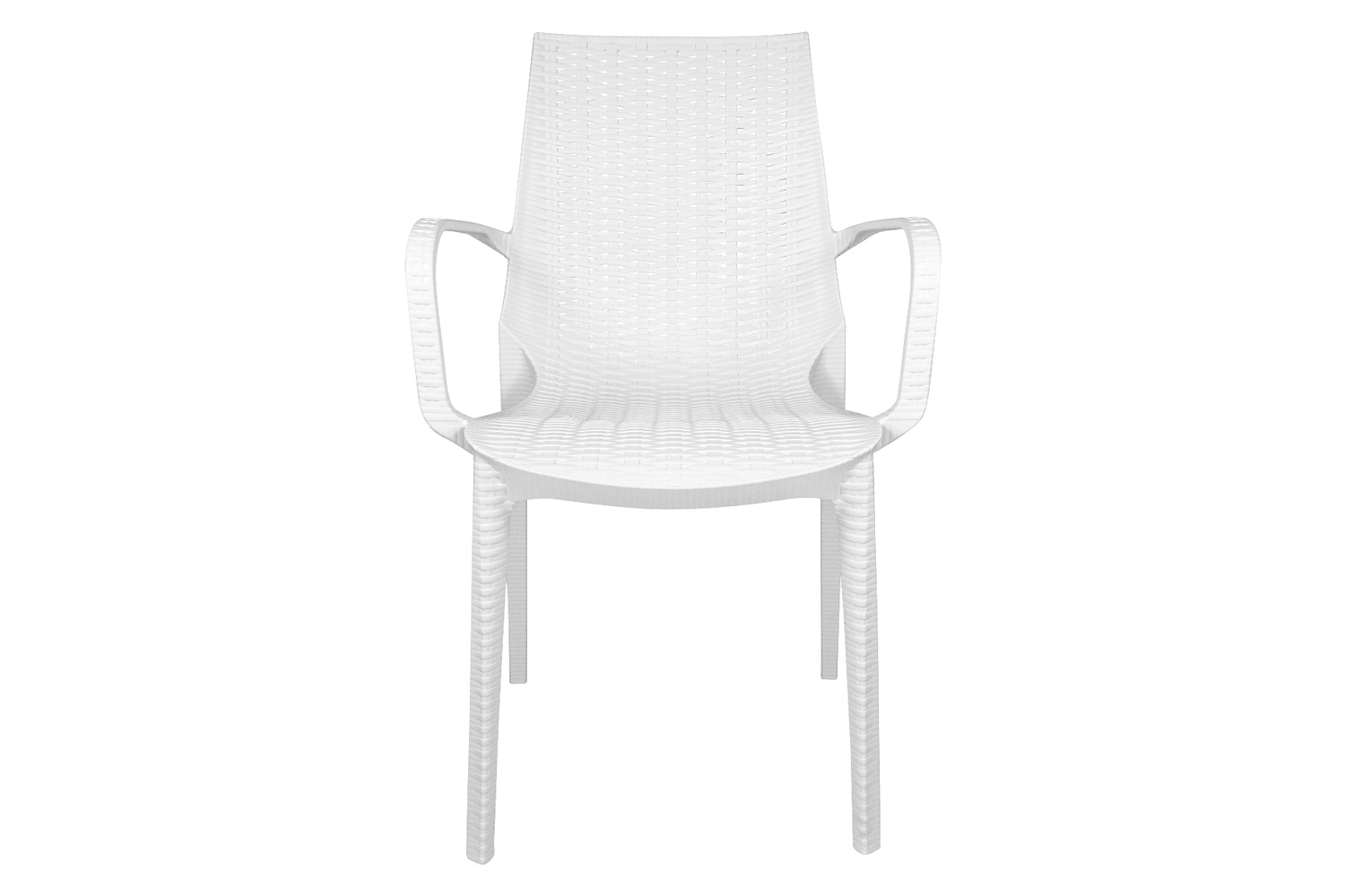 LeisureMod Kent Outdoor Dining Arm Chair - White